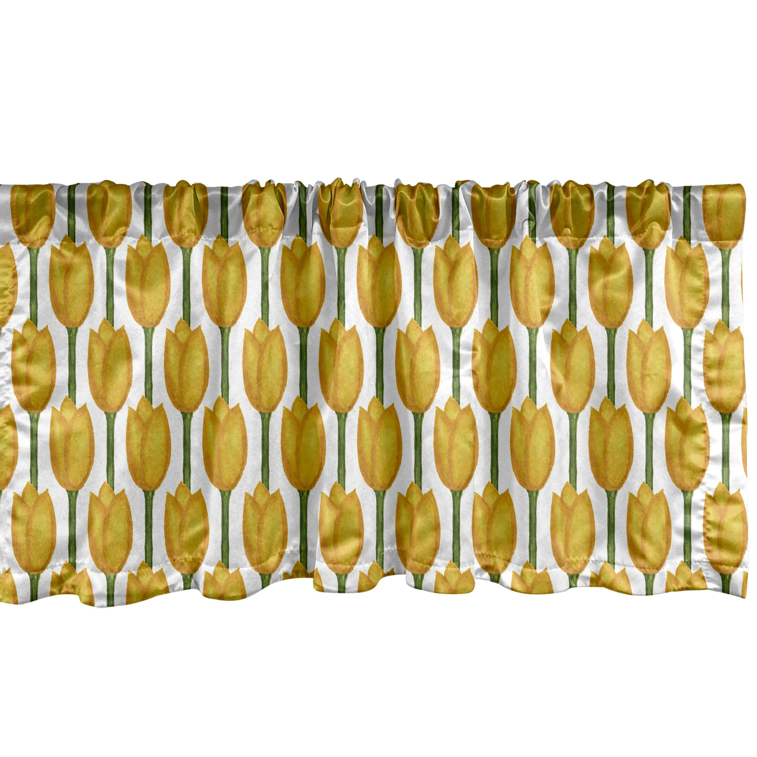 Scheibengardine Vorhang Volant für Küche Schlafzimmer Dekor mit Stangentasche, Abakuhaus, Microfaser, Blumen Aquarell-Effekt Tulpen