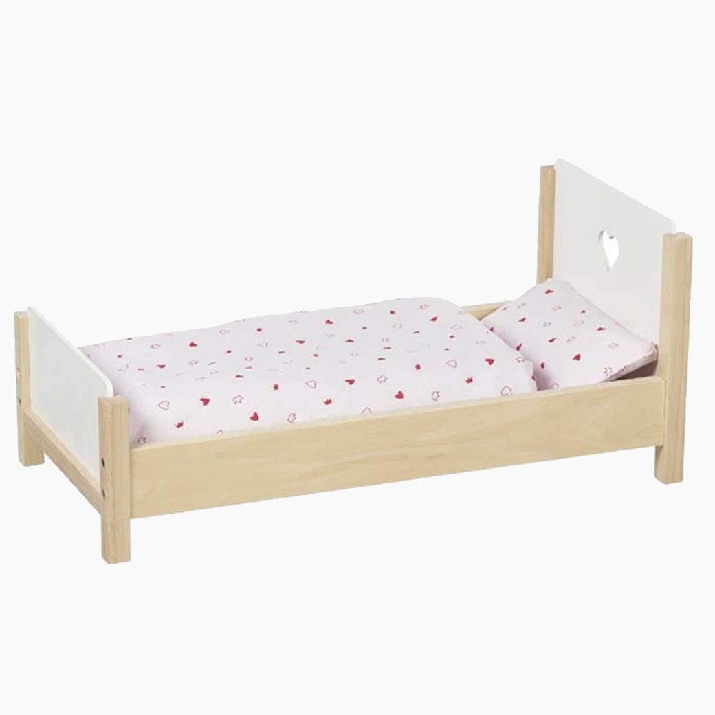 goki Puppenbett Puppenbett Herzträume (packung, 1tlg., unmontiert), Möbelstück für kleine Puppeneltern