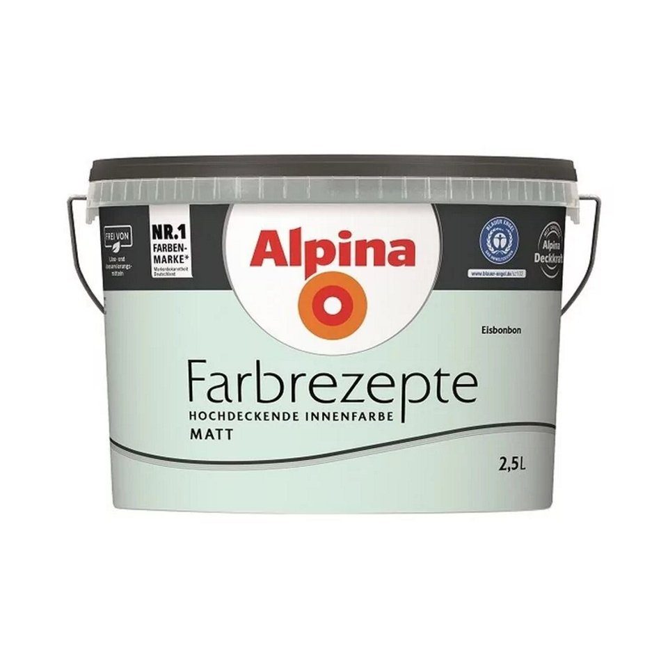 Alpina Wand- und Deckenfarbe Farbrezepte 2,5 Liter Eisbonbon Matt