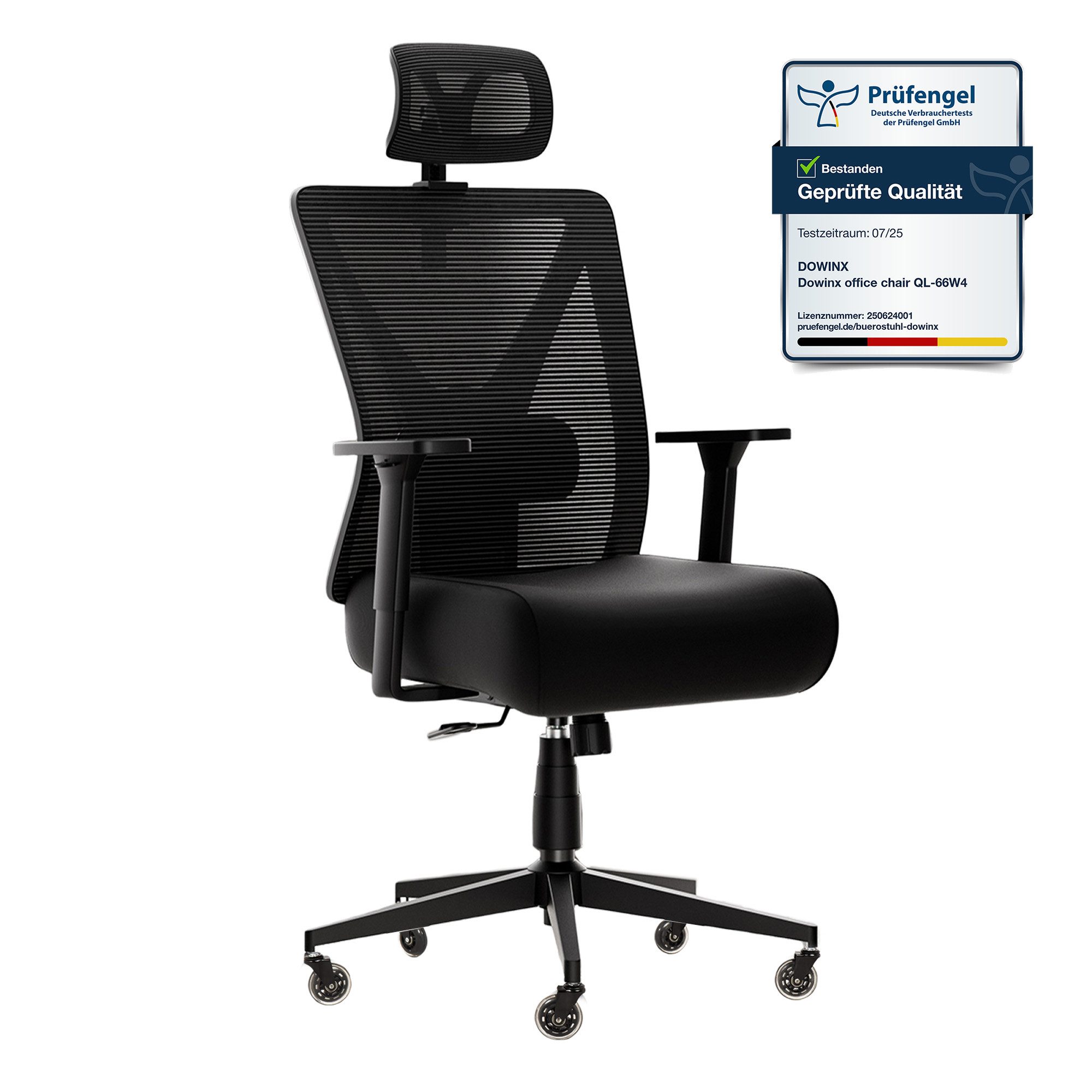 Dowinx Bürostuhl mit höhenverstellbarer Rückenlehne, 3D-Armlehnen (Packung), strapazierfähiger Schreibtischstuhl für bis zu 220 kg