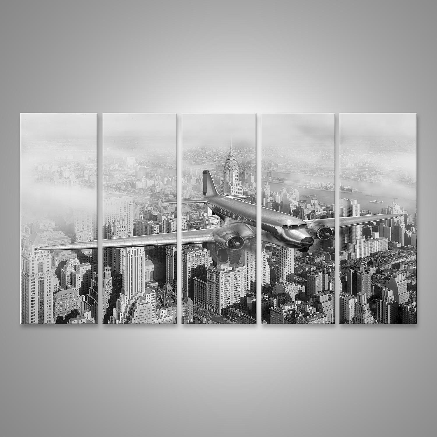 Leinwandbild Bild auf Leinwand Vintage Bild Von Einer Douglas Dc Über New York City
