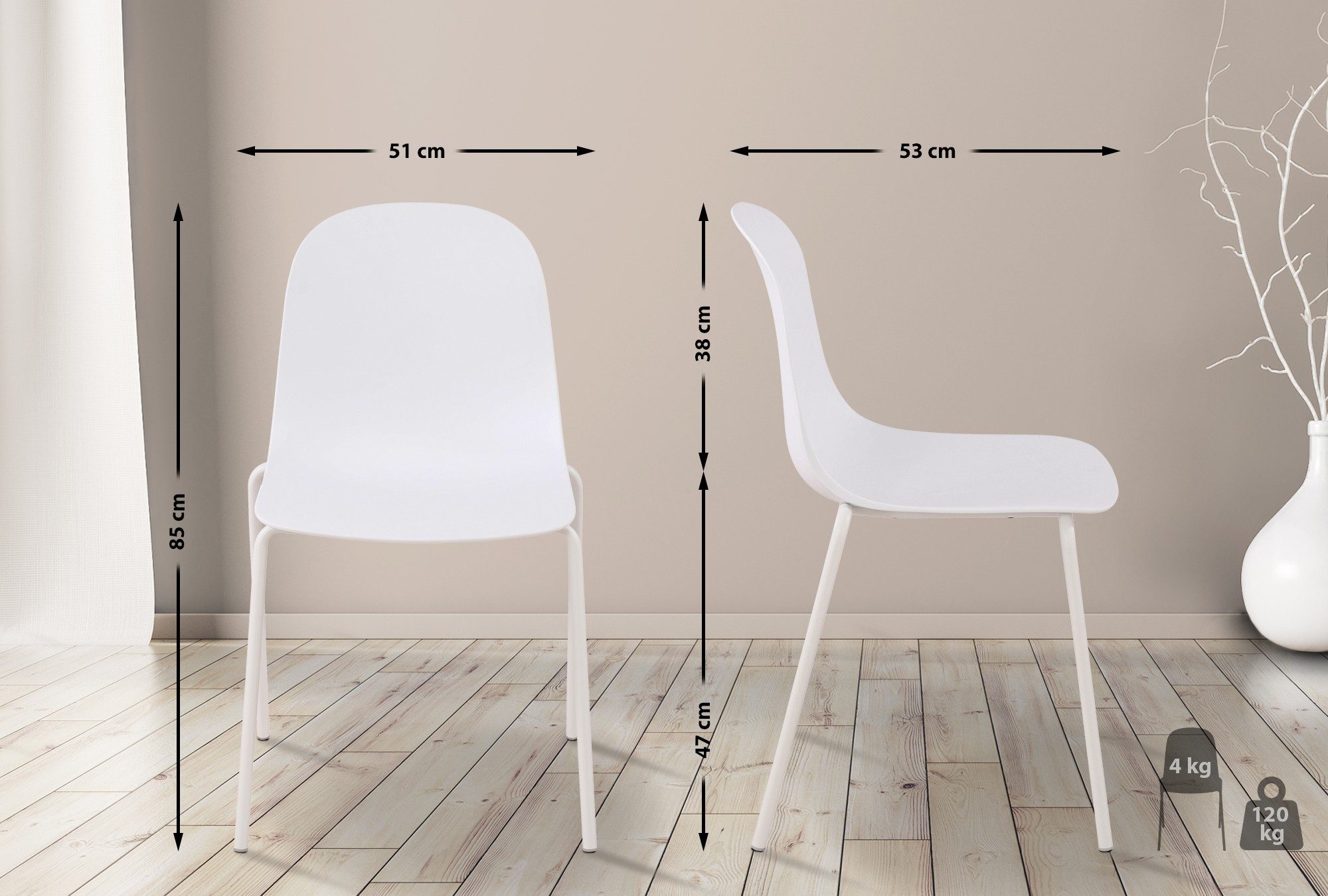 CLP Esszimmerstuhl Hardin (2er Set, 2 St), stapelbar, wetterfest, UV-bestän günstig online kaufen