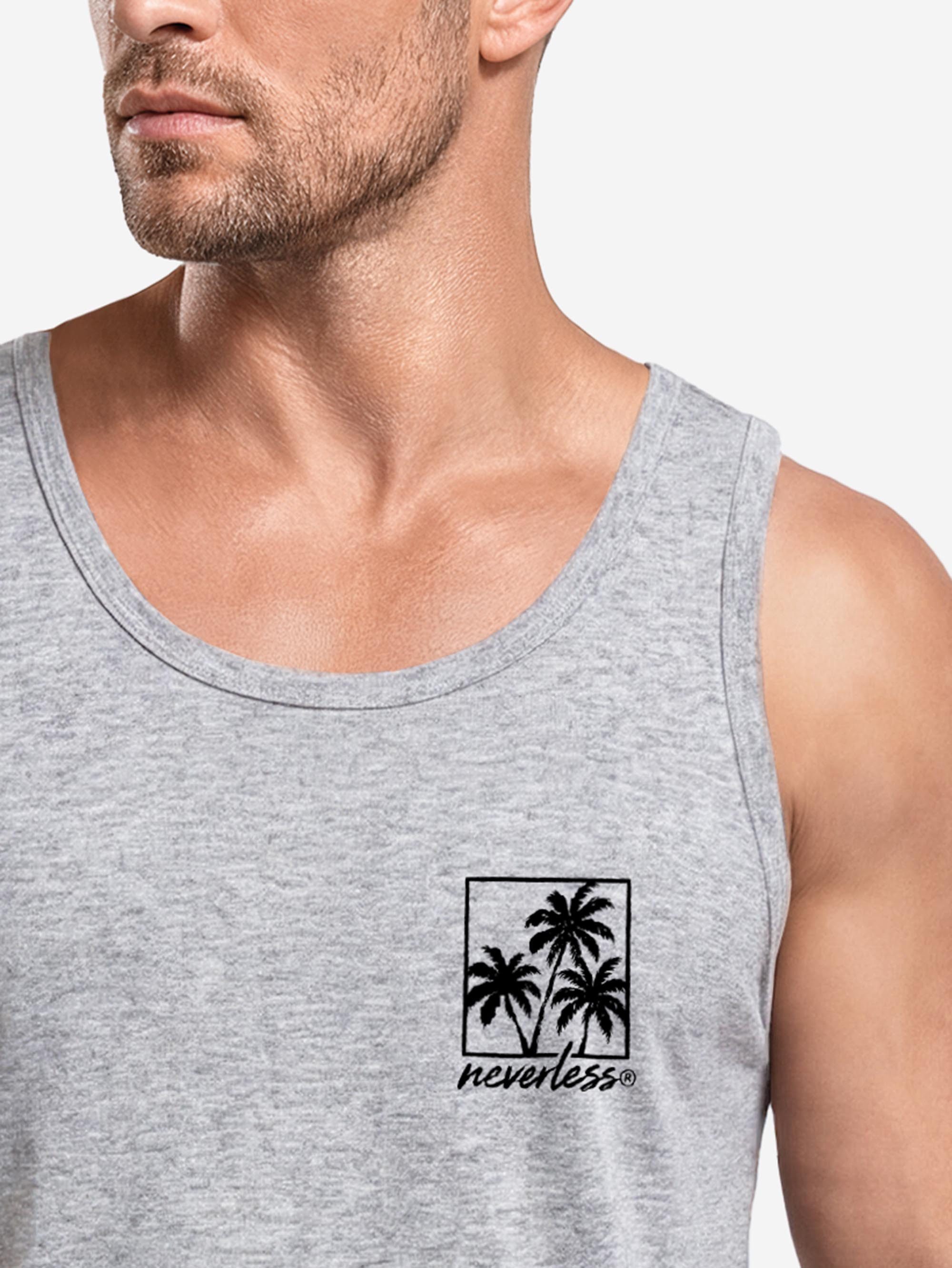 Neverless Tanktop Tanktop Herren mit Grafik-Print - Design Logo Palmen - Trägershirt mit Print – Bild 4 von 5