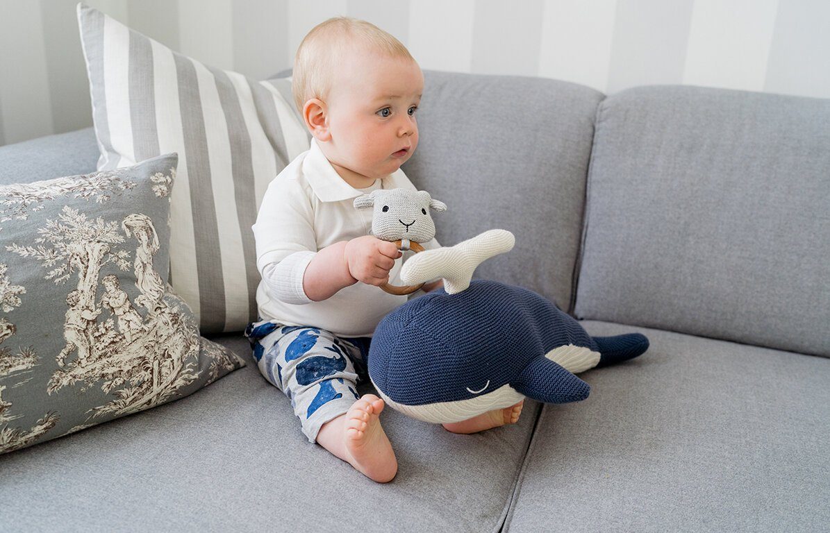 KINDSGUT Beißring-Rassel Häkel-Greifling Schaf