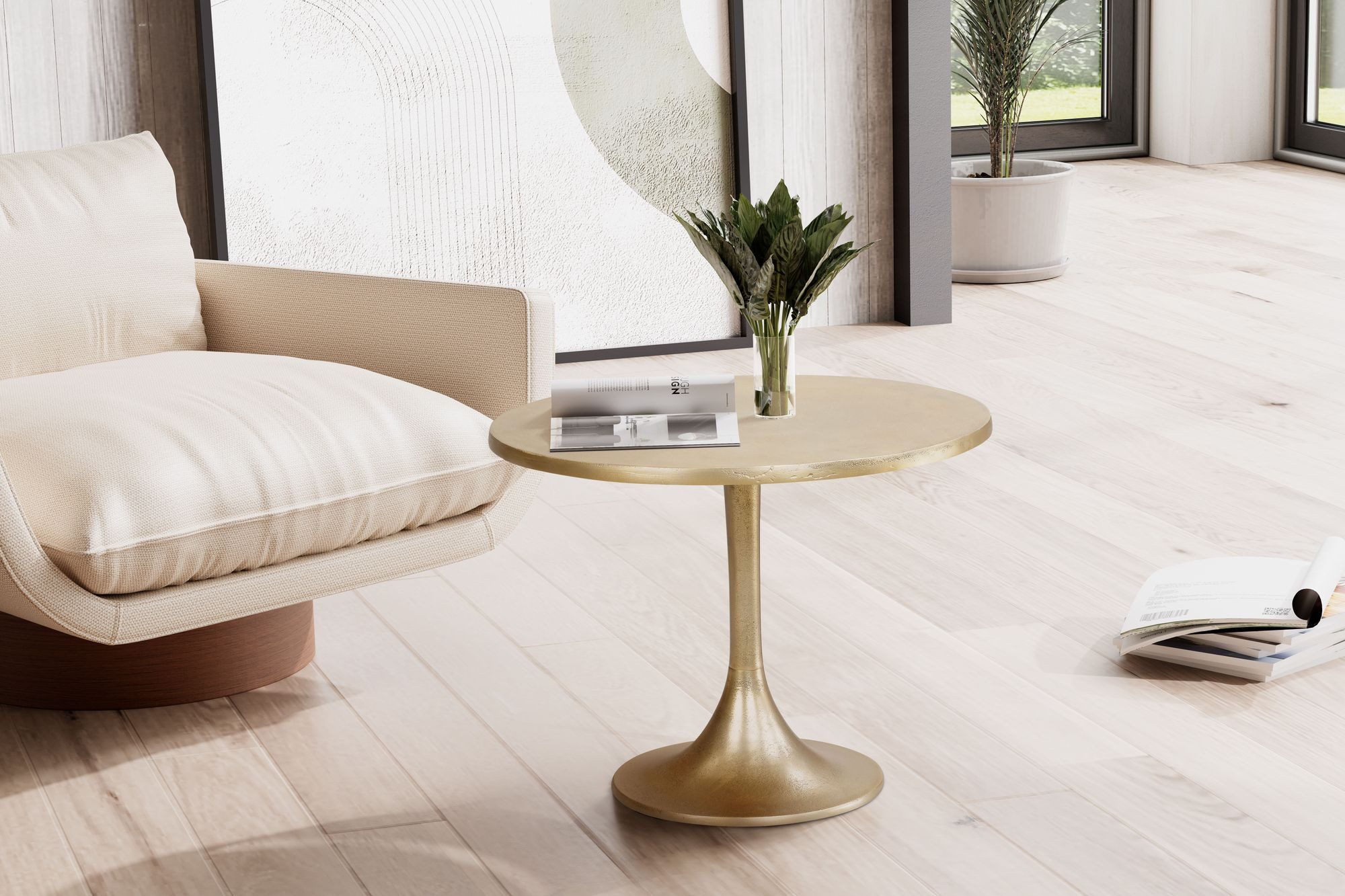 FINEBUY Couchtisch FB102742 Sofatisch Metall Gold Ø 60 cm Tisch Wohnzimmert günstig online kaufen