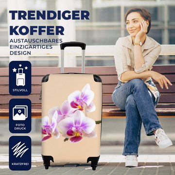 MuchoWow Handgepäckkoffer Weiße und rosa Orchidee, 4 Rollen, Reisetasche mit rollen, Handgepäck für Ferien, Trolley, Reisekoffer