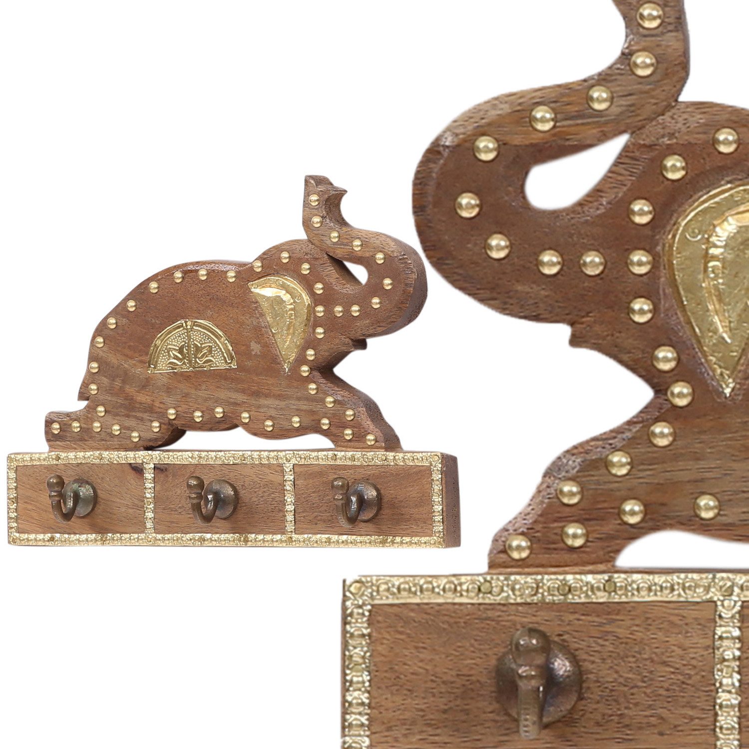 Marrakesch Orient & Mediterran Interior Kleiderhaken Kleiderhaken Amrita aus Holz für Kleidung und Accessoires, Braun 25 cm, (1-St), Handarbeit – Bild 5 von 5