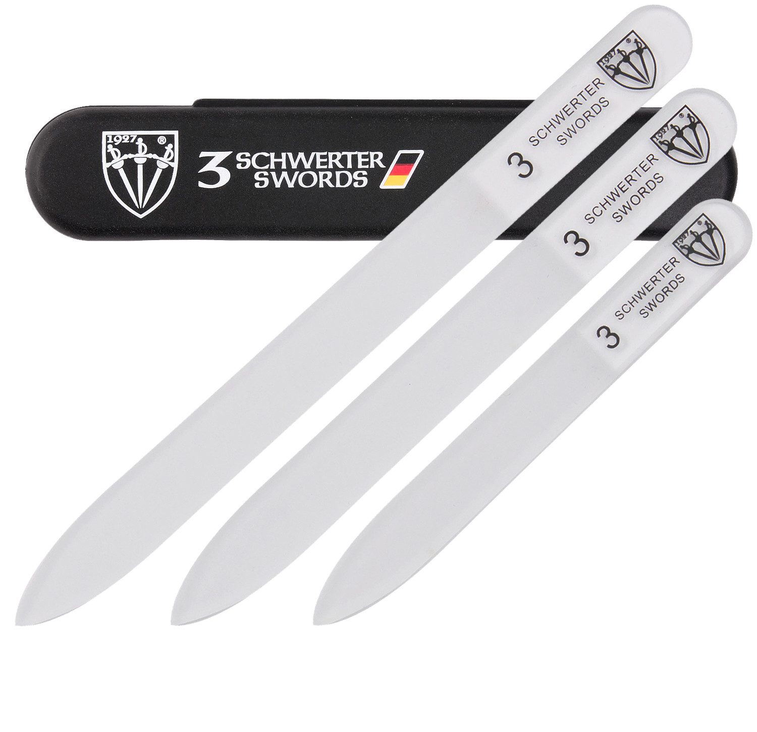 3 SCHWERTER Glasnagelfeile Подпилка ногтейset, Maniküre Set für Naturnägel & Gelnägel, 3-tlg., professionelles Set zur Nagelpflege, Made in Germany