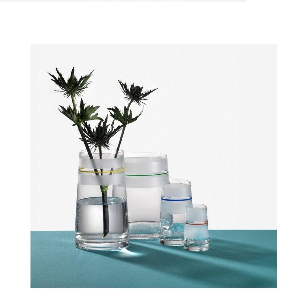 Crystalex Tischvase Vase Dekovase Kristallvase Stripes rot, gelb, blau oder grün 180 mm (1 St., 1 Vase), Kristallglas, handbemalt