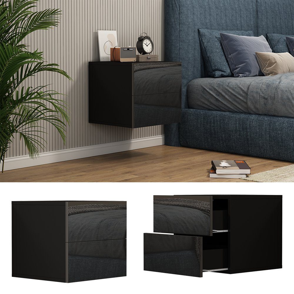 Vicco Nachtschrank Sofie, Schwarz Hochglanz, 49.6 x 51.2 cm (1-St)