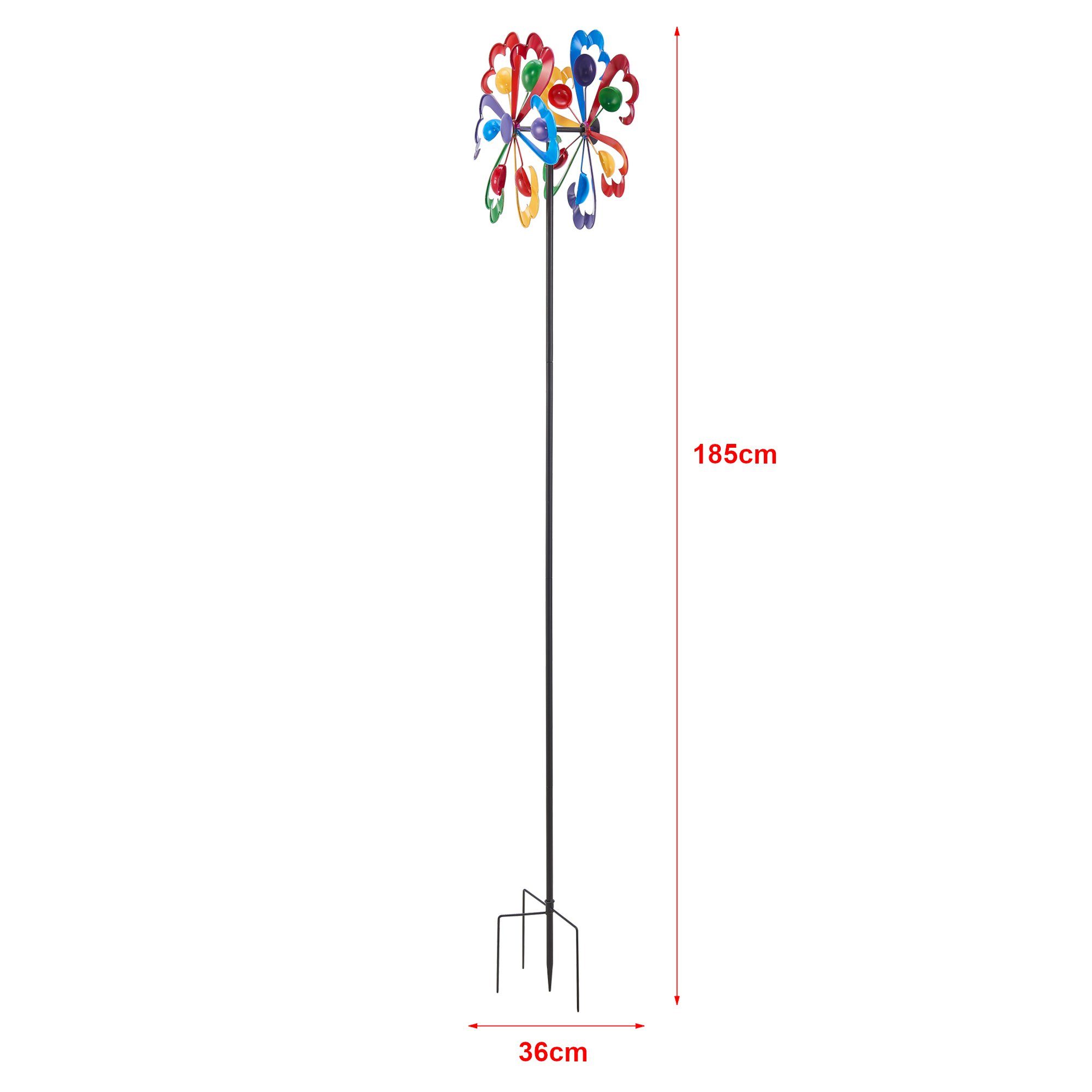 »Bindal« Metall Deko-Windrad, Gartenpflock Mehrfarbig casa.pro Windspiel outdoor