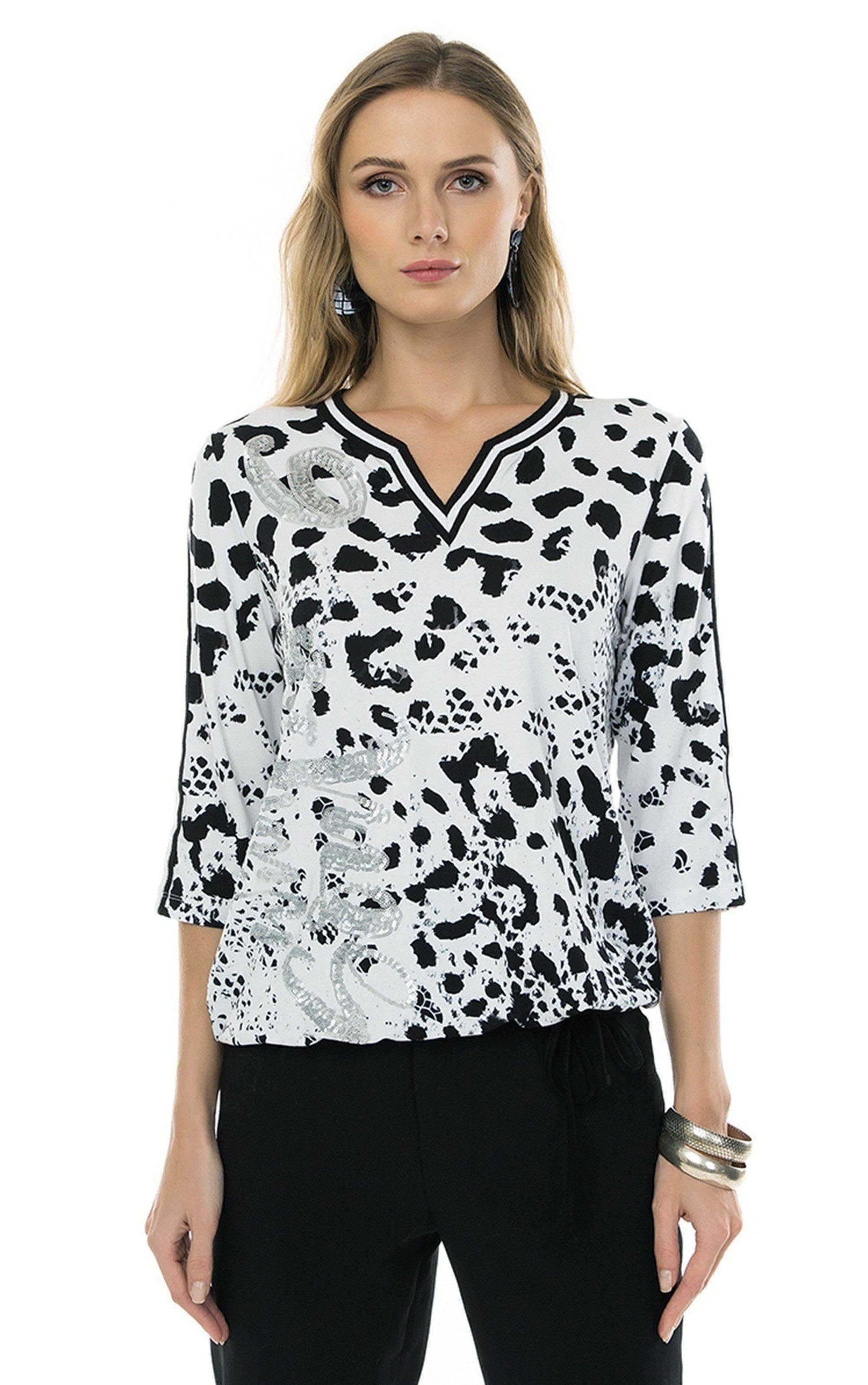 Passioni Print-Shirt Black and White Animalprint günstig online kaufen