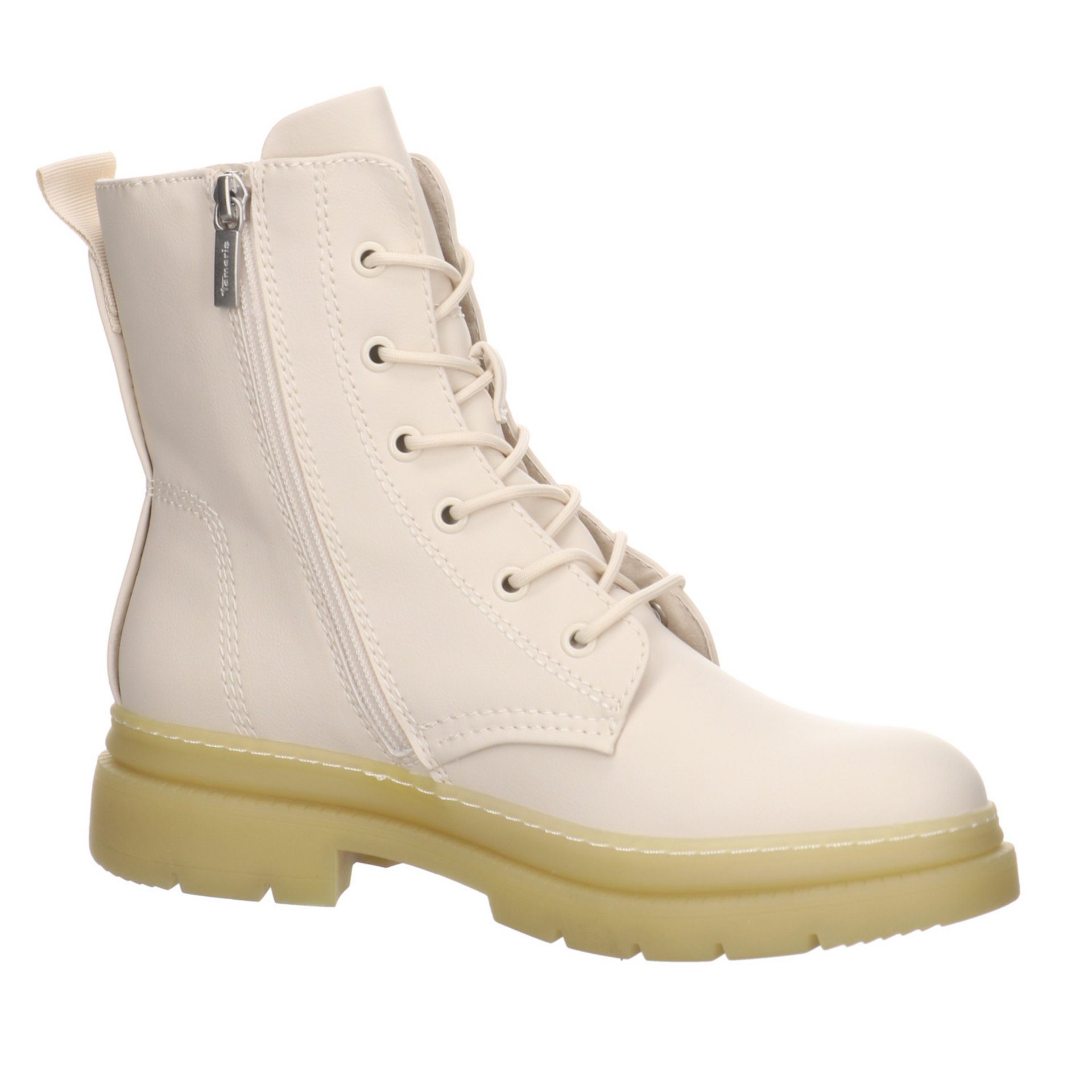 Schnürstiefelette Synthetik Damen Tamaris Stiefeletten (IVORY) Schuhe Beige Schnürboots