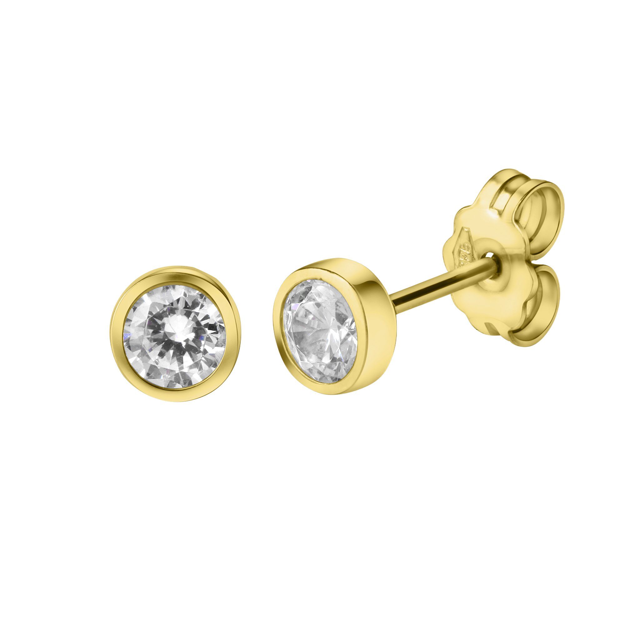 Paar Ohrstecker 375/- Gelbgold Zirkonia