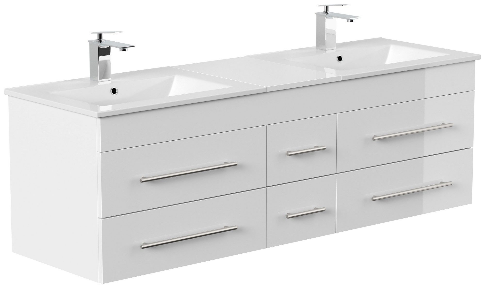 Posseik Badmöbel-Set Badmöbel Waschplatz "Nero XL" weiß Hochglanz