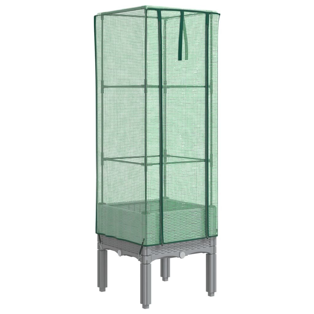 vidaXL Hochbeet Hochbeet mit Gewächshaus-Aufsatz Rattan-Optik 40x40x140 cm (1 St)
