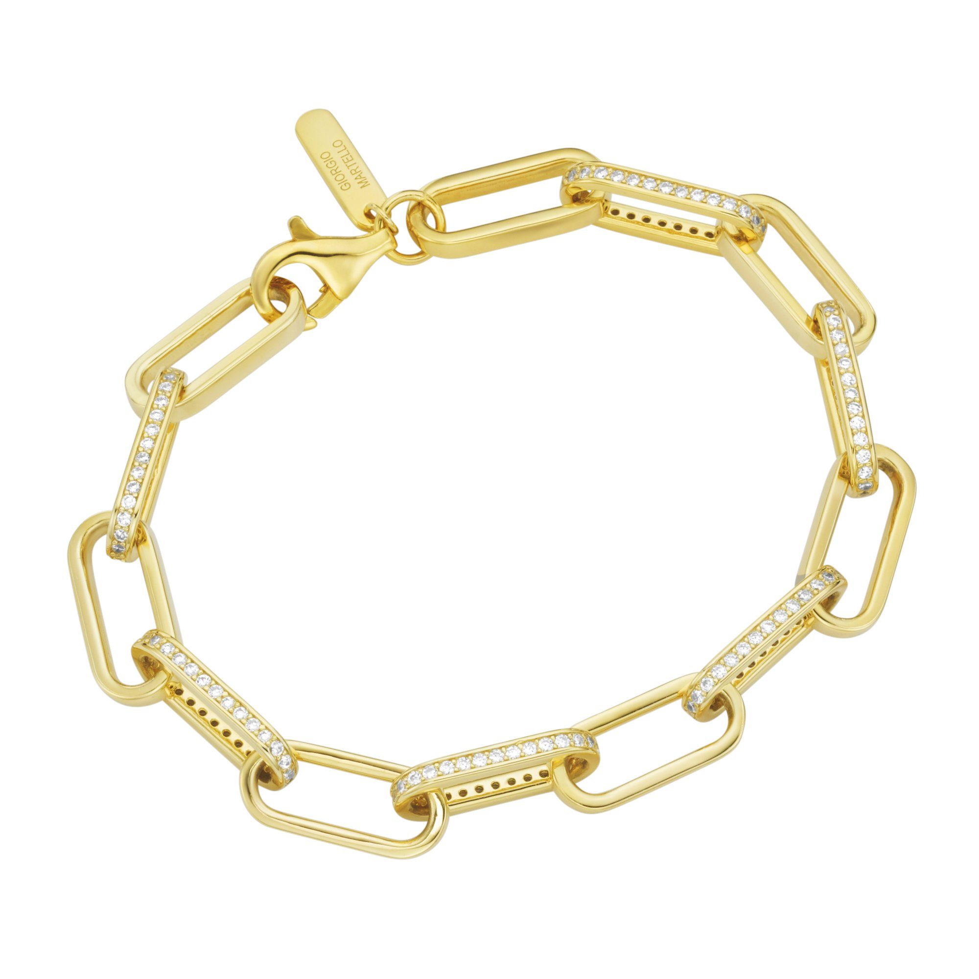 GIORGIO MARTELLO MILANO Armband Gliederkette mit Zirkonia, vergoldet, Silber 925