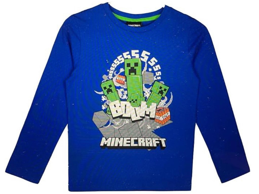 Minecraft Langarmshirt Creeper dunkelblau