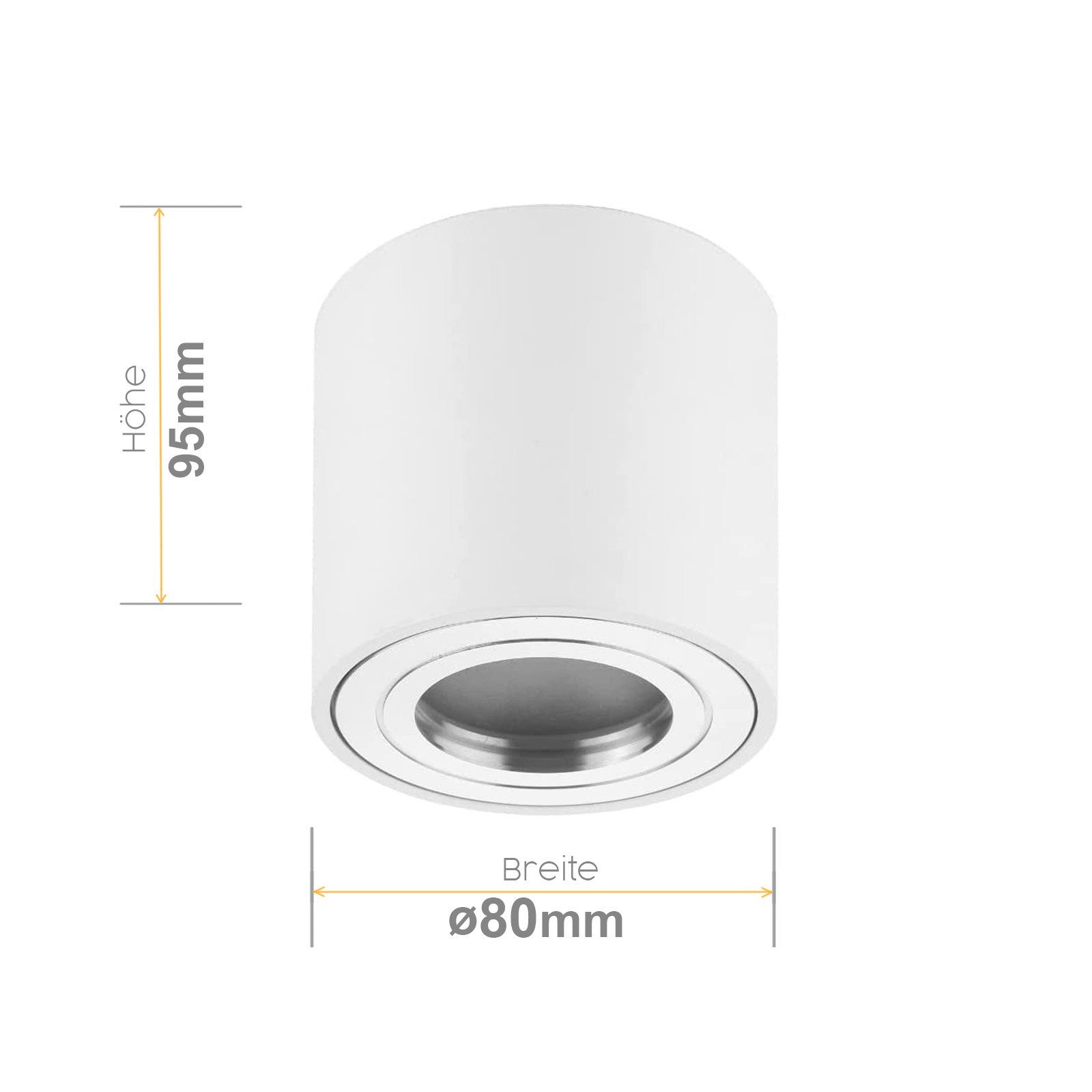 Deckenspot Aufbauleuchte Aufbauspot Bad weiß LED chrom Aluminium Leuchtmittel, Sweet Badezimmer, ohne IP44 Aufbaustrahler GU10 LED,