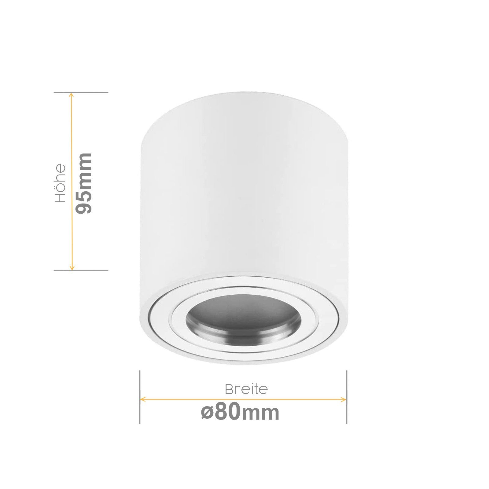 Sweet LED Aufbauleuchte GU10 Aluminium Aufbauspot rund für Bad & Küche IP44 weiß chrom, ohne Leuchtmittel, Aufbaustrahler LED, Aufbauspot, Deckenstrahler