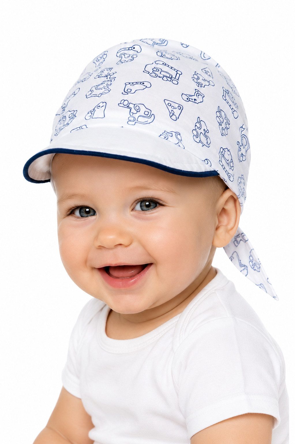 La Bortini Kopftuch Baby Kinder Bandana Tuch mit Schirm Schirmmütze Kopfbedeckung, Sommermütze aus reiner Baumwolle, Einheitsgröße