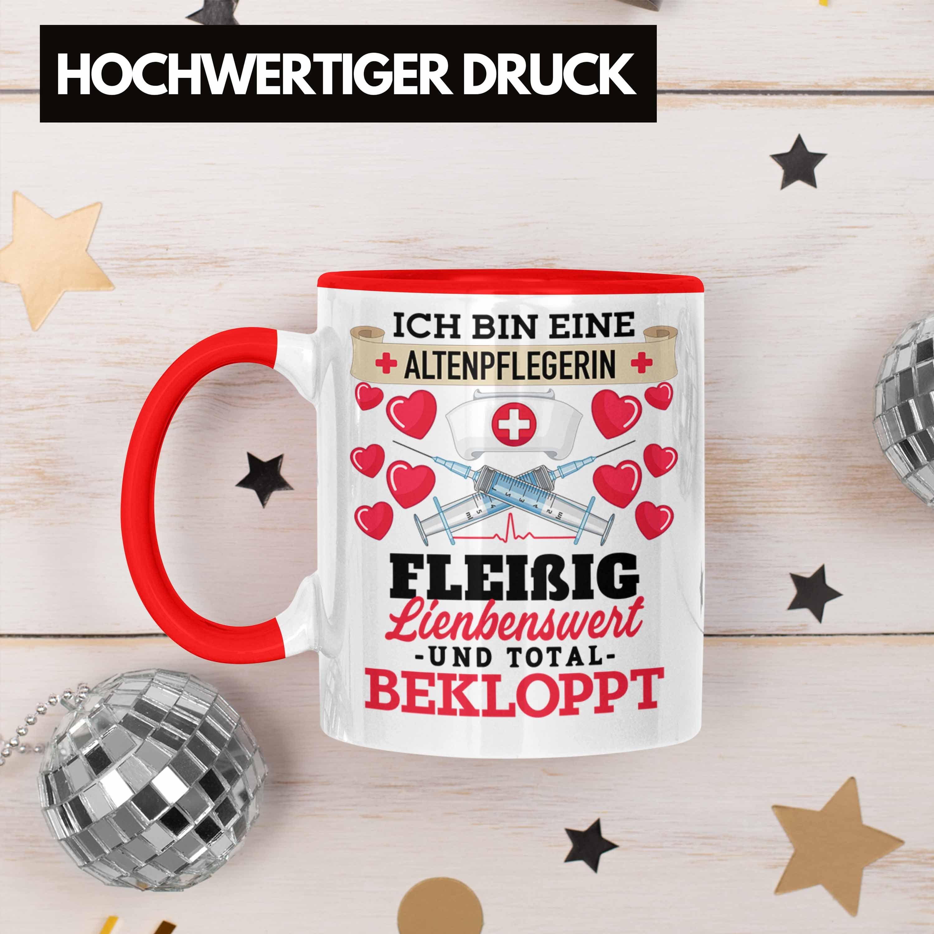 Altenpflegerin Tasse Trendation Lustiger Tasse Rot Geschenk Altenpflege Frauen Spruch Danke