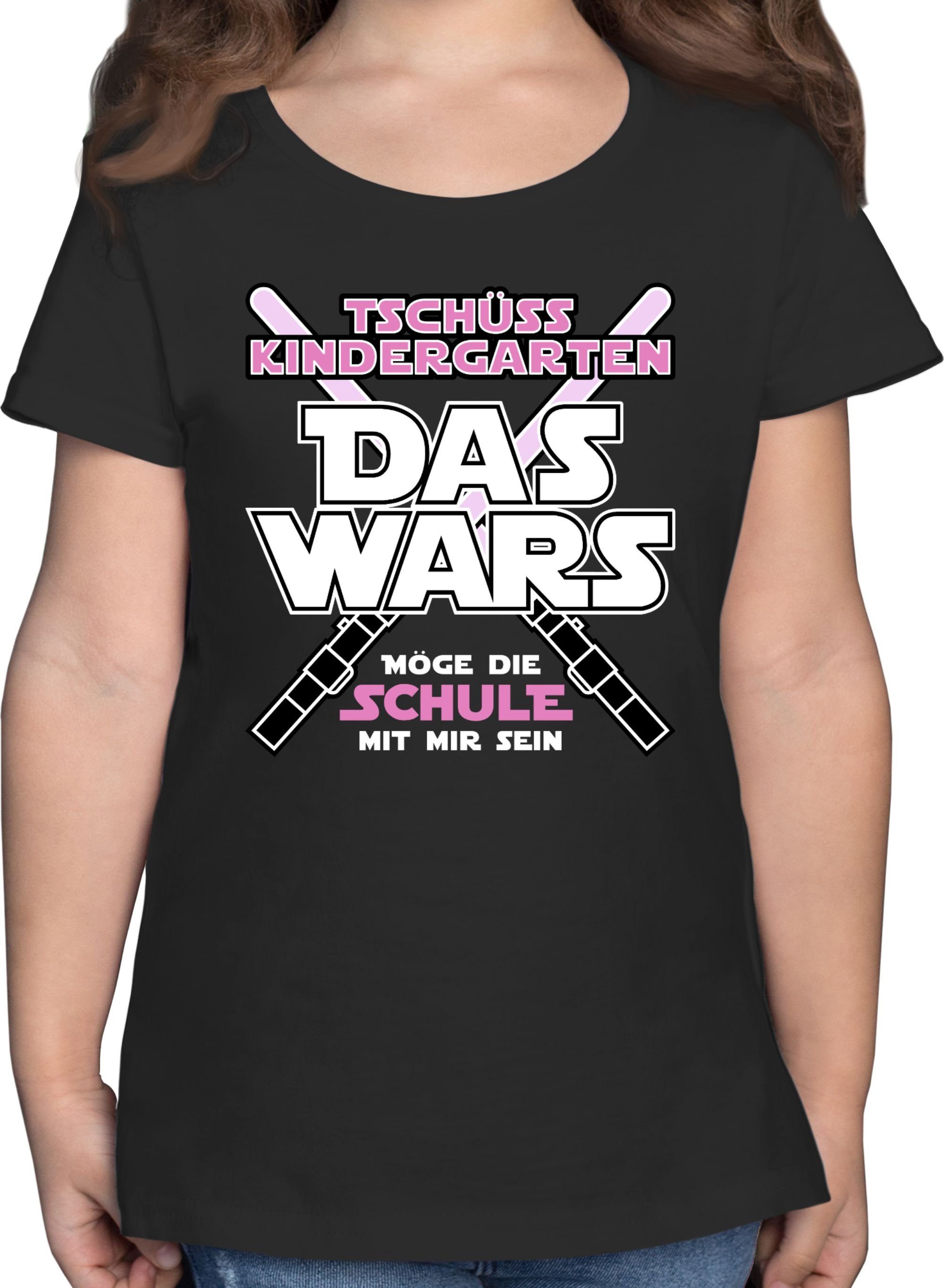 Kindergarten Einschulung Das Mädchen Rosa Schwarz Shirtracer 2 Wars T-Shirt