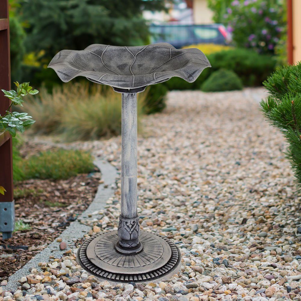 Harms Import Vogeltränke, Vogeltränke stehend steinfarben Vogel Tränkebecken Garten