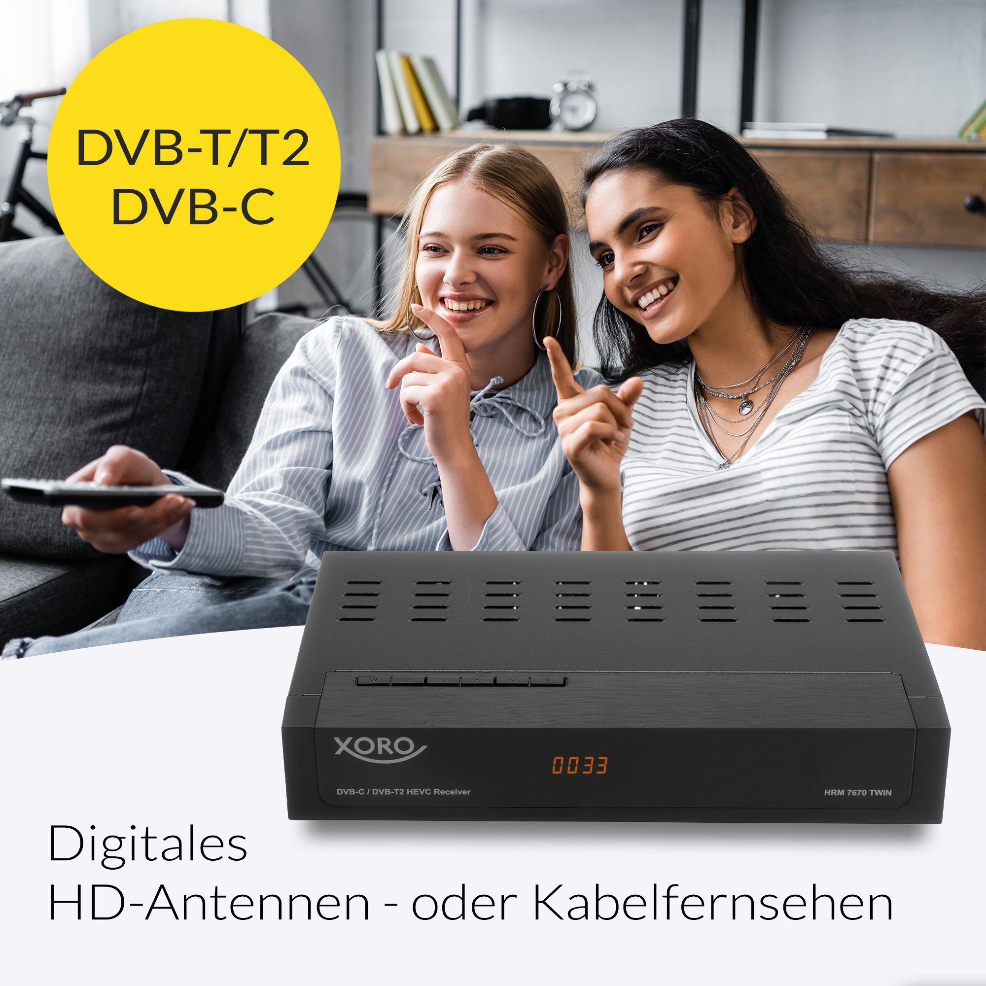 Xoro HRM 7670 Kabel-Receiver FullHD DVB-T/T2/C HEVC - Combo TWIN