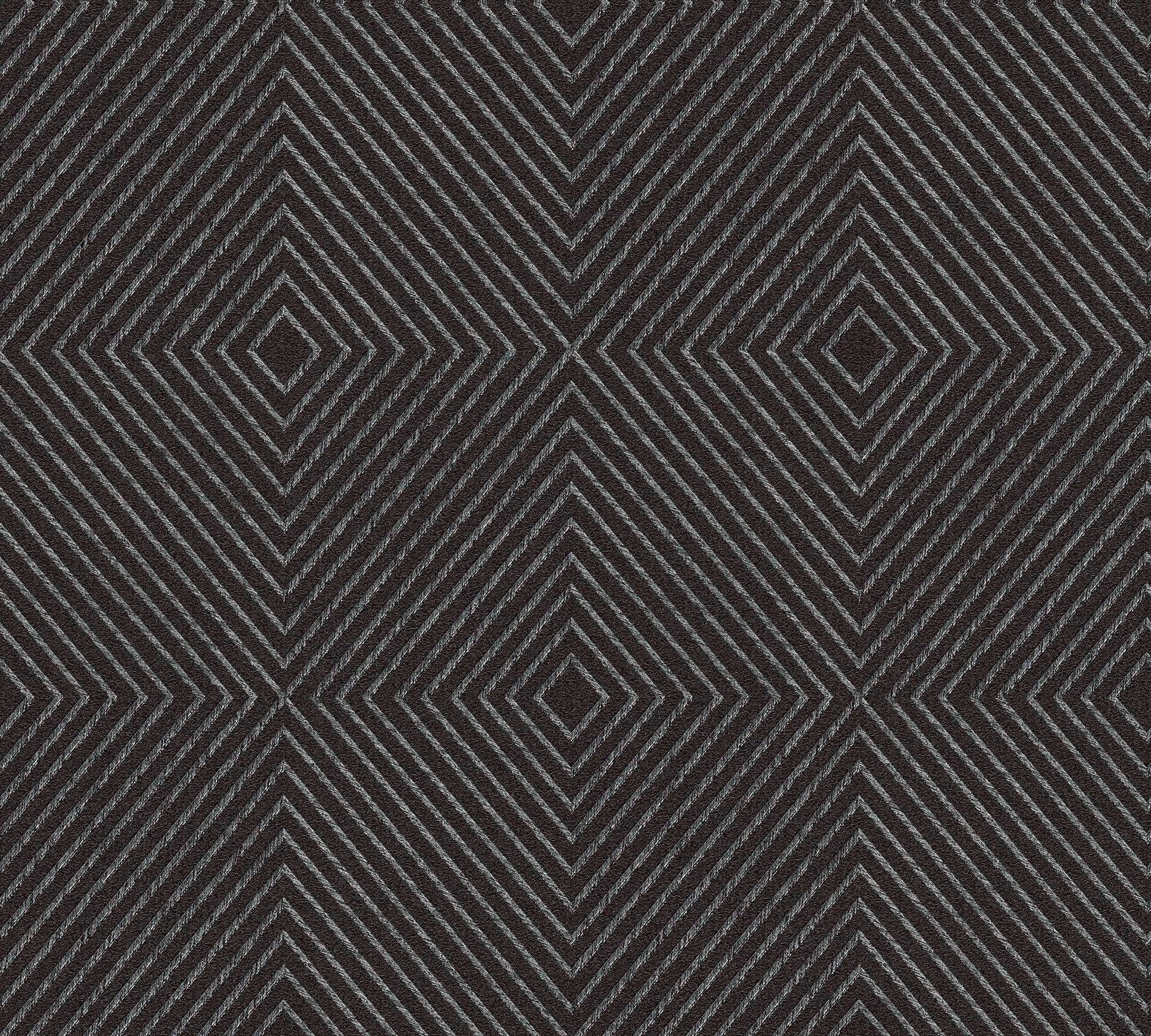Tapete schwarz/silber Grafik grafisch, 3D-Optik, Geometrisch Copenhagen, Stories geometrisch, Vliestapete Olsson Metropolitan living Nils walls