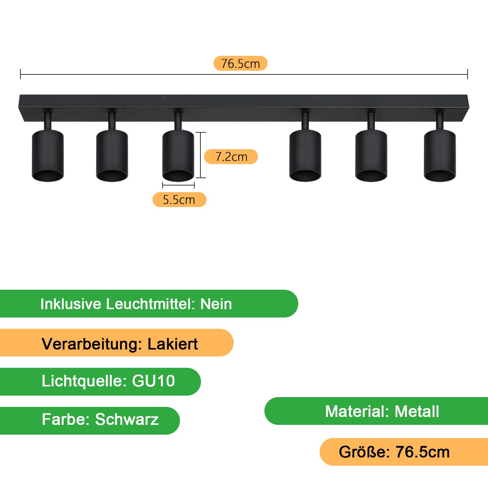 ZMH LED Deckenstrahler Retro Deckenleuchte Weiß/Schwarz -GU10 350°Schwenkbar Schlafzimmer, Einfache Installation, ohne Leuchtmittel, Modern Flurlampe Industrial Wandstrahler für Wohnzimmer