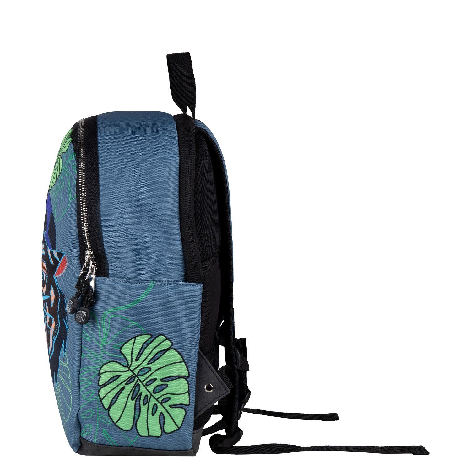 Pick&PACK Schulranzen Schulranzen M Dangerous Cat Jeans Blue (1 Stück), ergonomisch, ab 5-6 Jahren