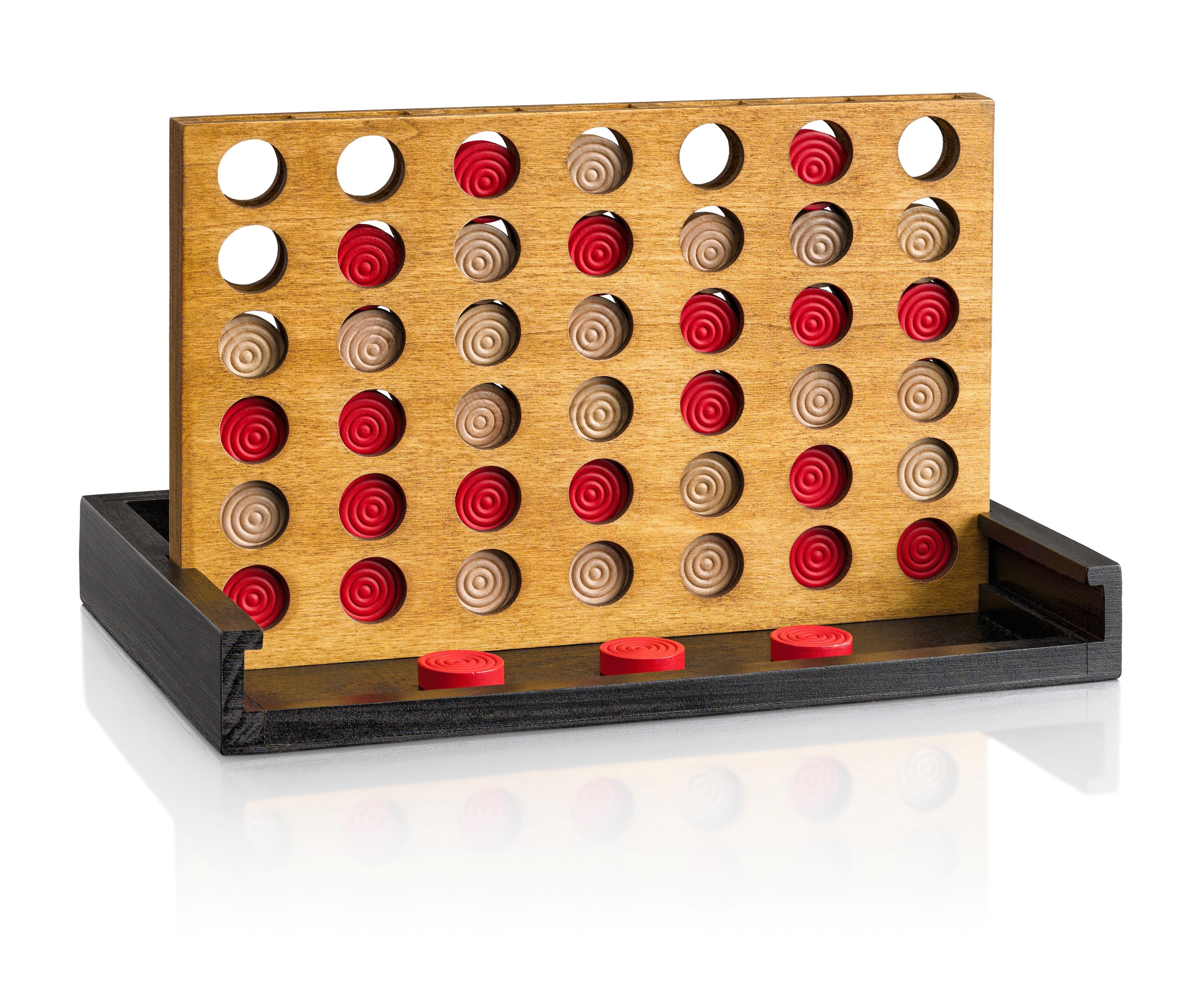 Woodyland Lernspielzeug Holzspiel - 4 in einer Reihe - Strategiespiel für 2 Spieler, Strategiespiel
