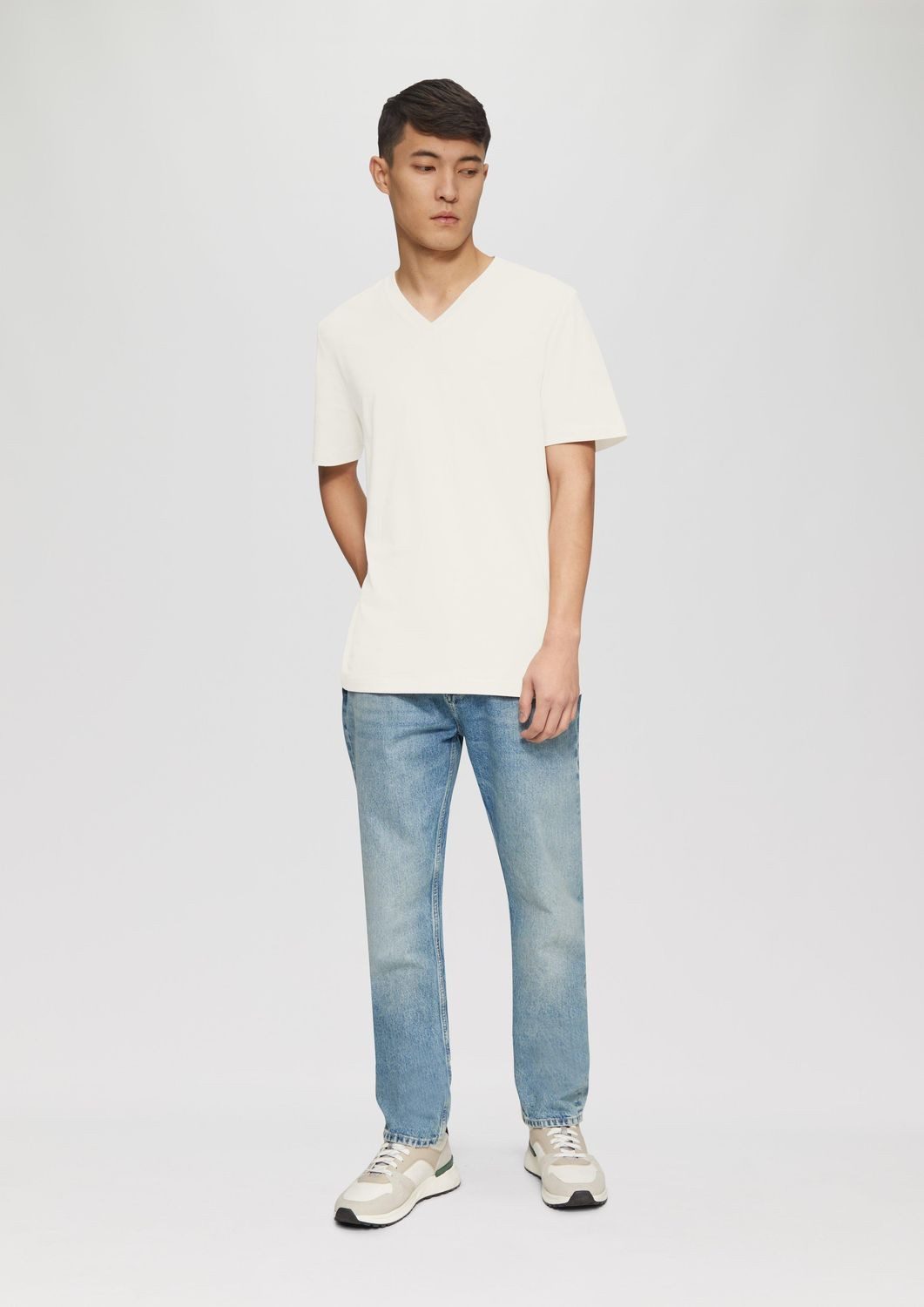 s.Oliver T-Shirt T-Shirt V-Ausschnitt, kurzarm, Baumwolle, einfarbig