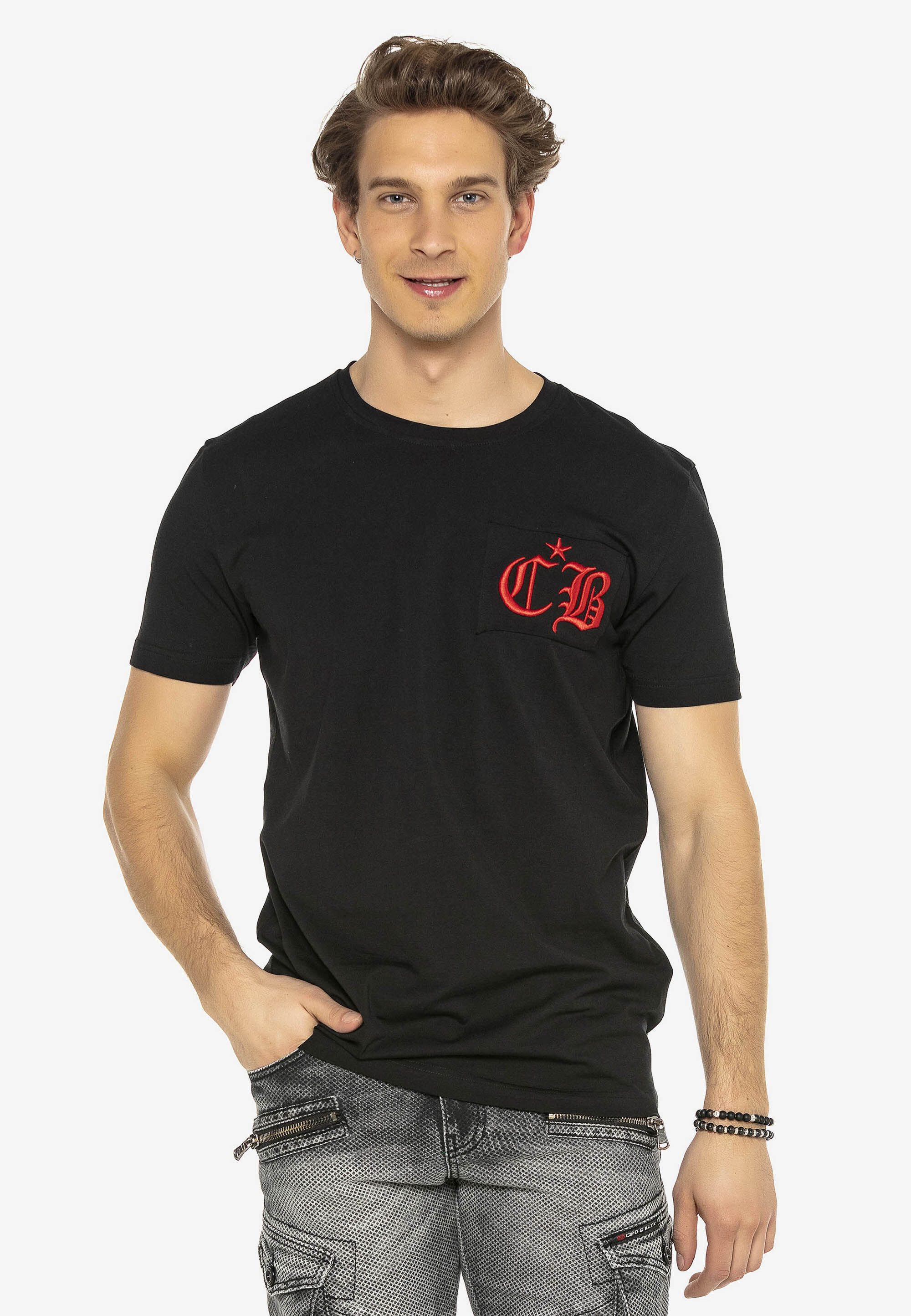 Cipo & Baxx T-Shirt Markenschriftzug Cooles Motiv als Eyecatcher