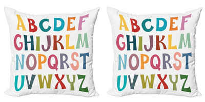 Kissenbezüge Modern Accent Doppelseitiger Digitaldruck, Abakuhaus (2 Stück), Alphabet Grund bunte Buchstaben