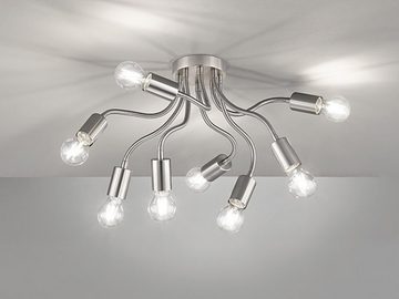 easy! BY FHL LED Deckenleuchte, Dimmfunktion, LED wechselbar, Warmweiß, ausgefallene große für Treppenhaus & Galerie, 8-flammig, Silber Ø 60cm
