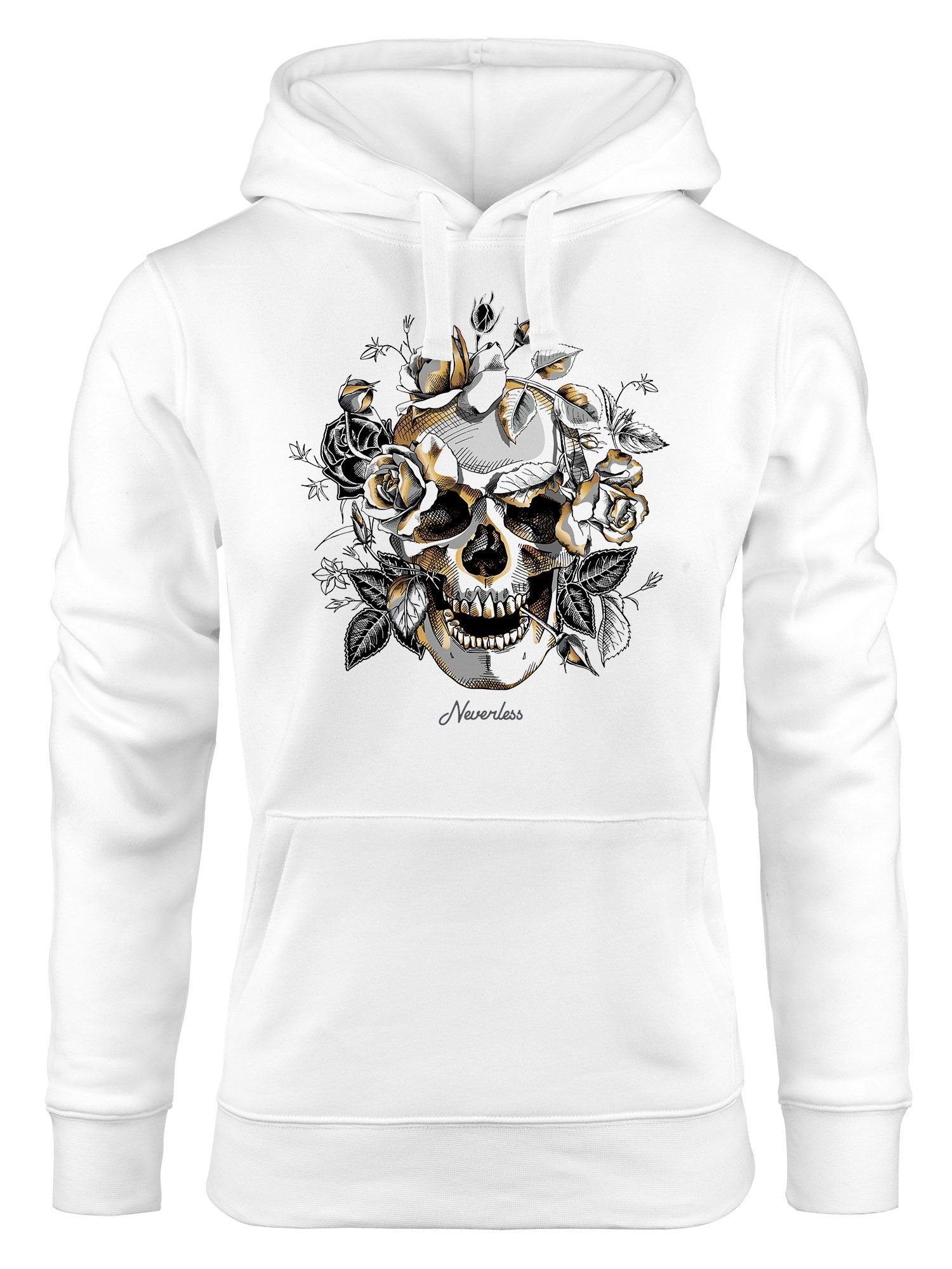 Neverless Hoodie Hoodie Damen Totenkopf Rosen günstig online kaufen
