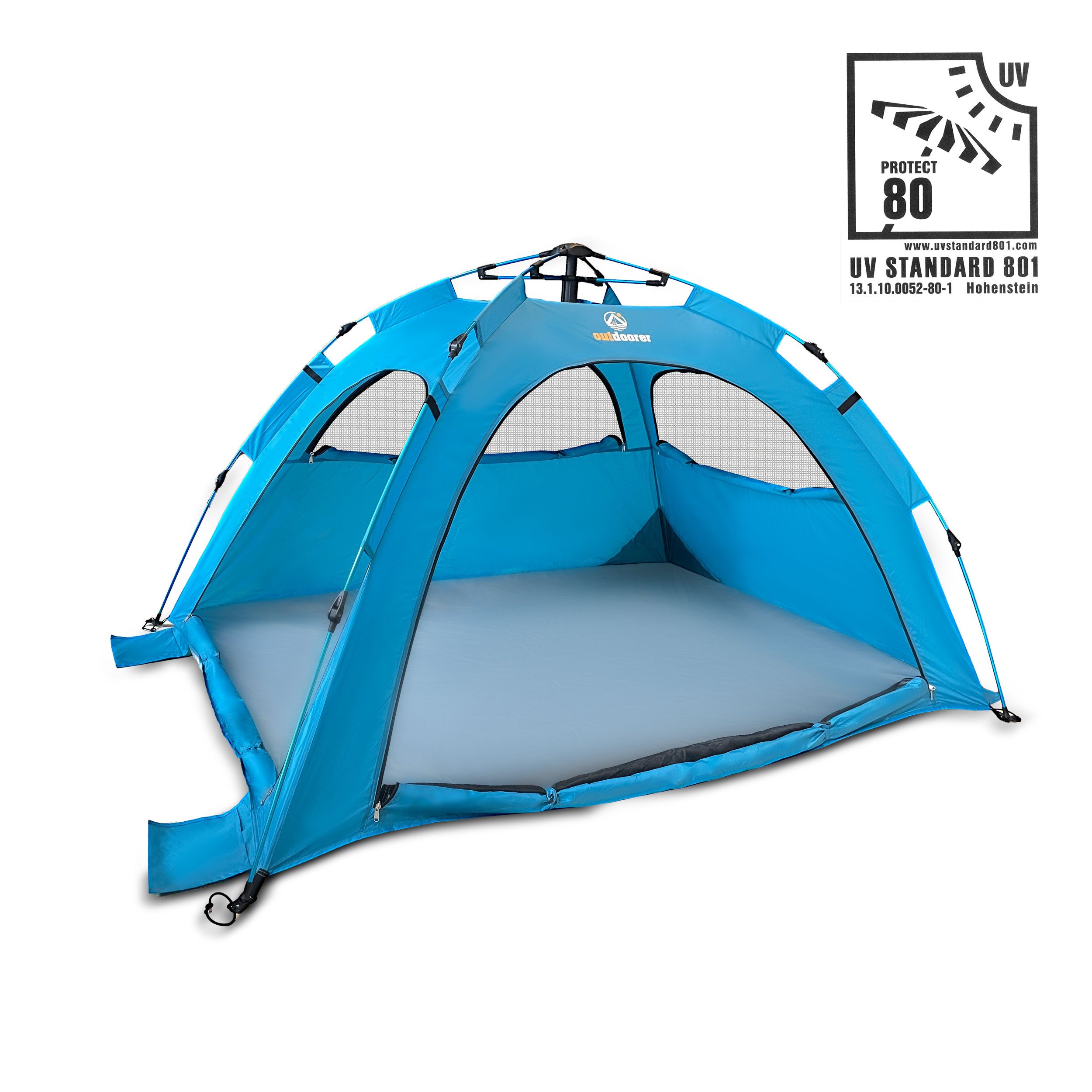 outdoorer Strandmuschel Sun Snapper Alu Air - Wind- & Sonnenschutz für Garten, Meer & See, Personen: 3, Quick-up-Strandmuschel mit UV 80-Schutz, Windschutz & Alu-Gestänge