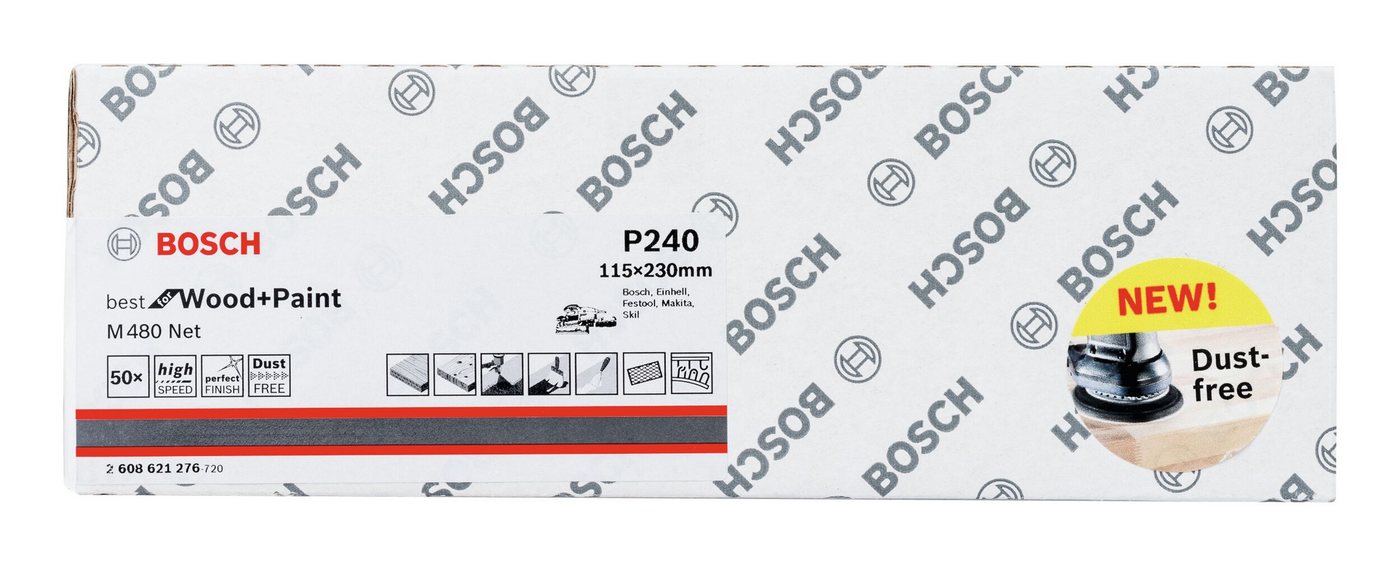 Thumbnail - BOSCH Schleifpapier Expert M480 Schleifnetze, (50 Stück), Expert M480 für Schwingschleifer, 115 x 230 mm, K 240 - 50er-P...