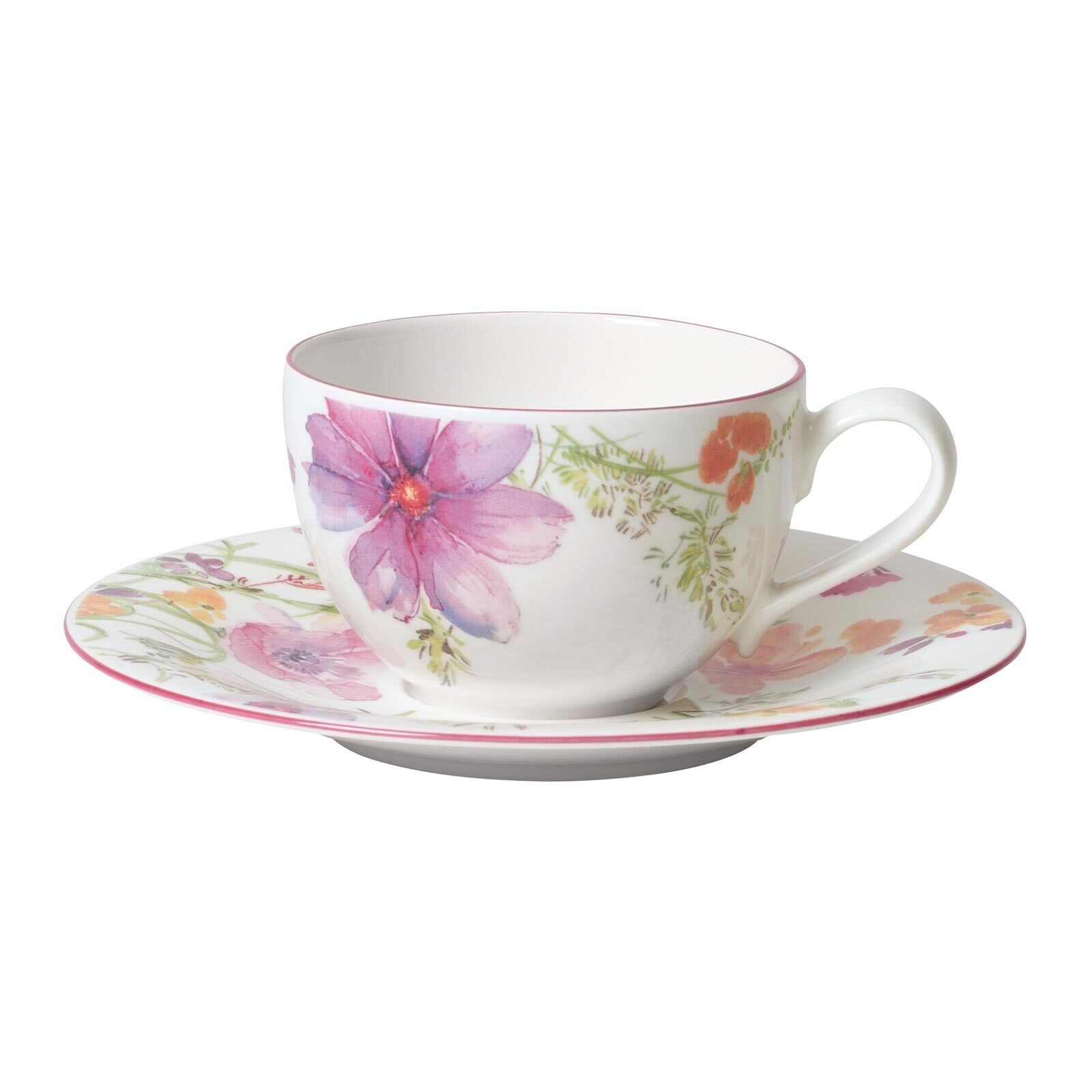 Villeroy & Boch Tasse Mariefleur Basic Kaffeetasse mit Untertasse 250 ml, 2-tlg., Porzellan