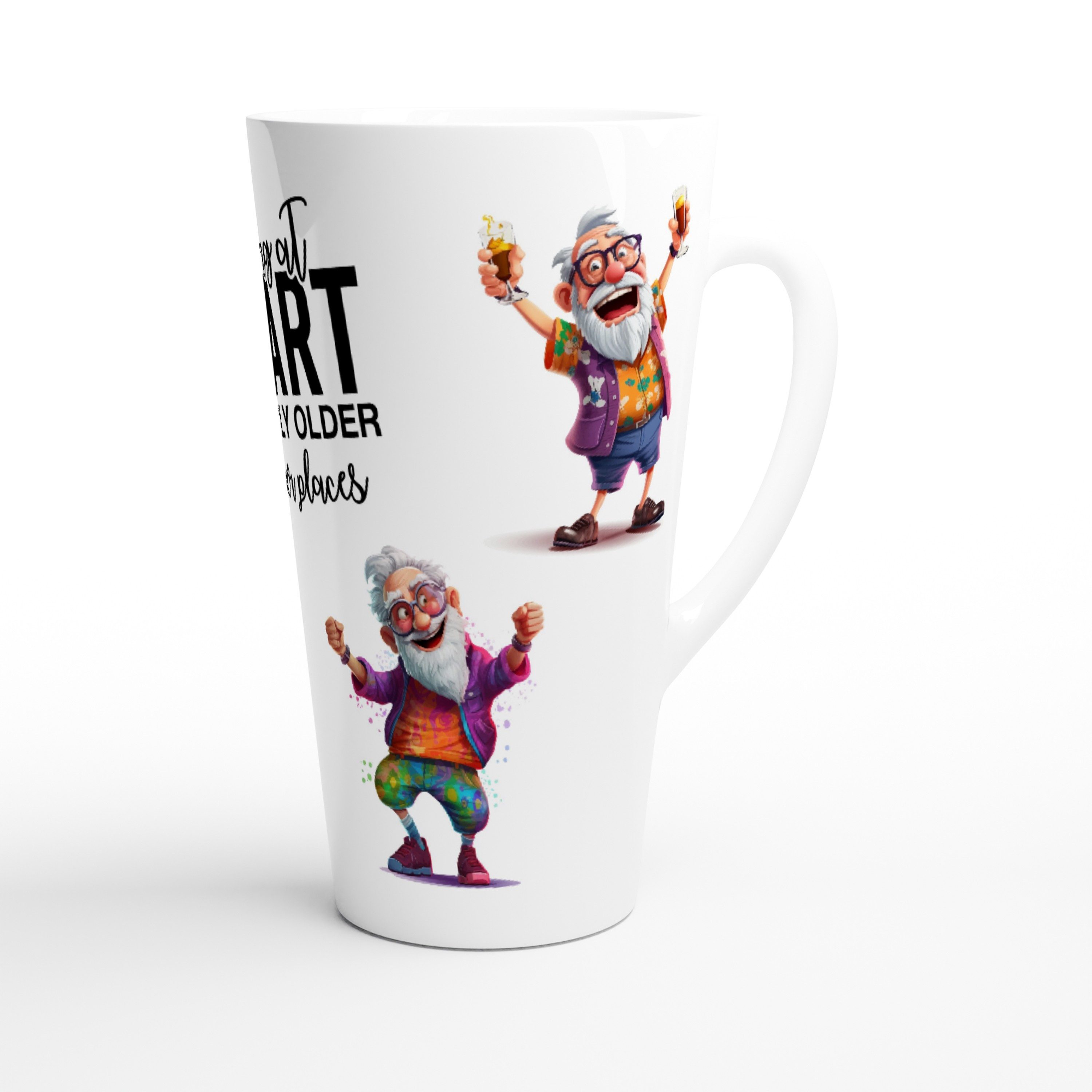 Alltagszauber Latte-Macchiato-Tasse Jumbo-Tasse YOUNG AT HEART, 1-tlg., Keramik, extra groß, für ca. 500ml Inhalt