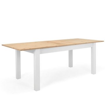 Homestyle4u Essgruppe Tisch mit 4 Stühlen Esstisch ausziehbar Holztisch, (Komplett-Set, 5-tlg)