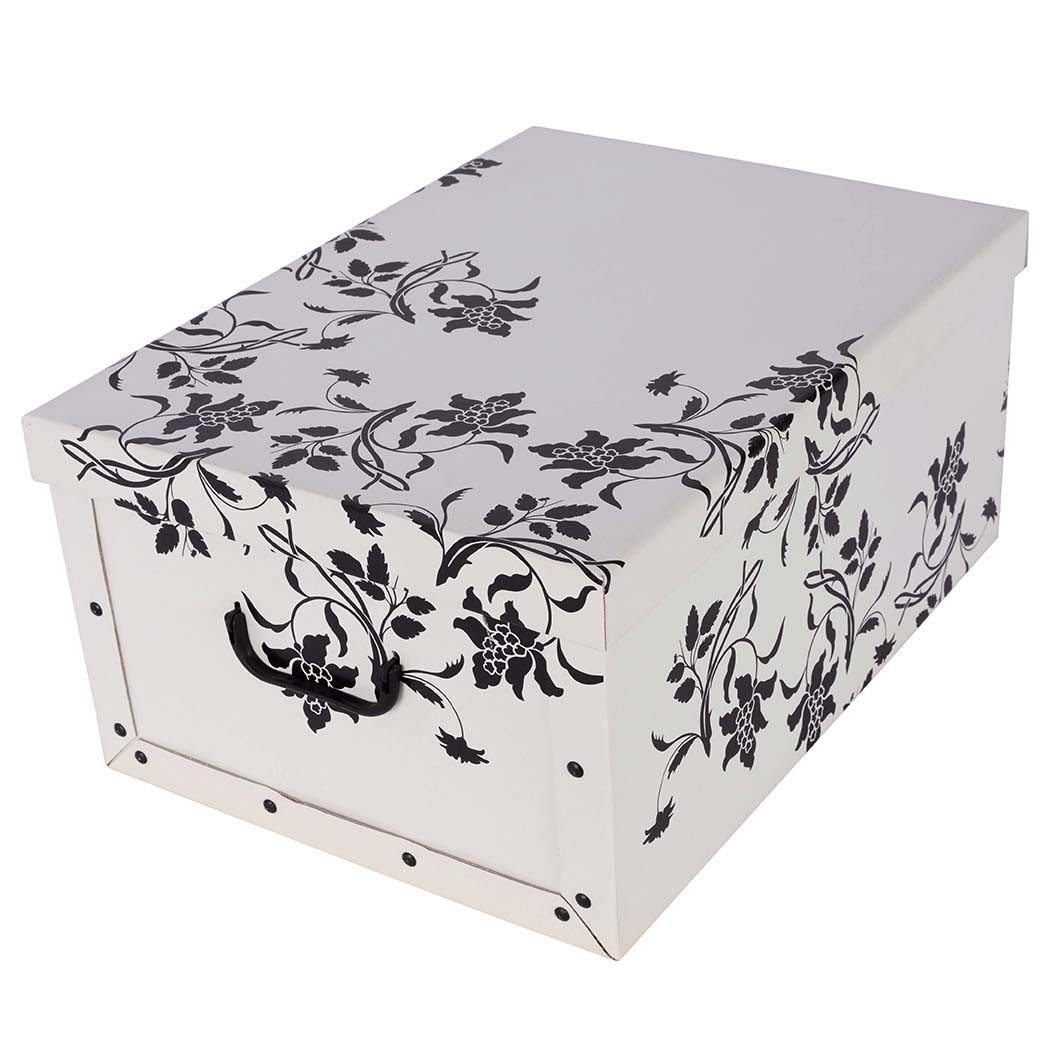 Aufbewahrungsbox Aufbewahrungsbox, Dekokarton - Motiv: Blumen Barock, Weiss