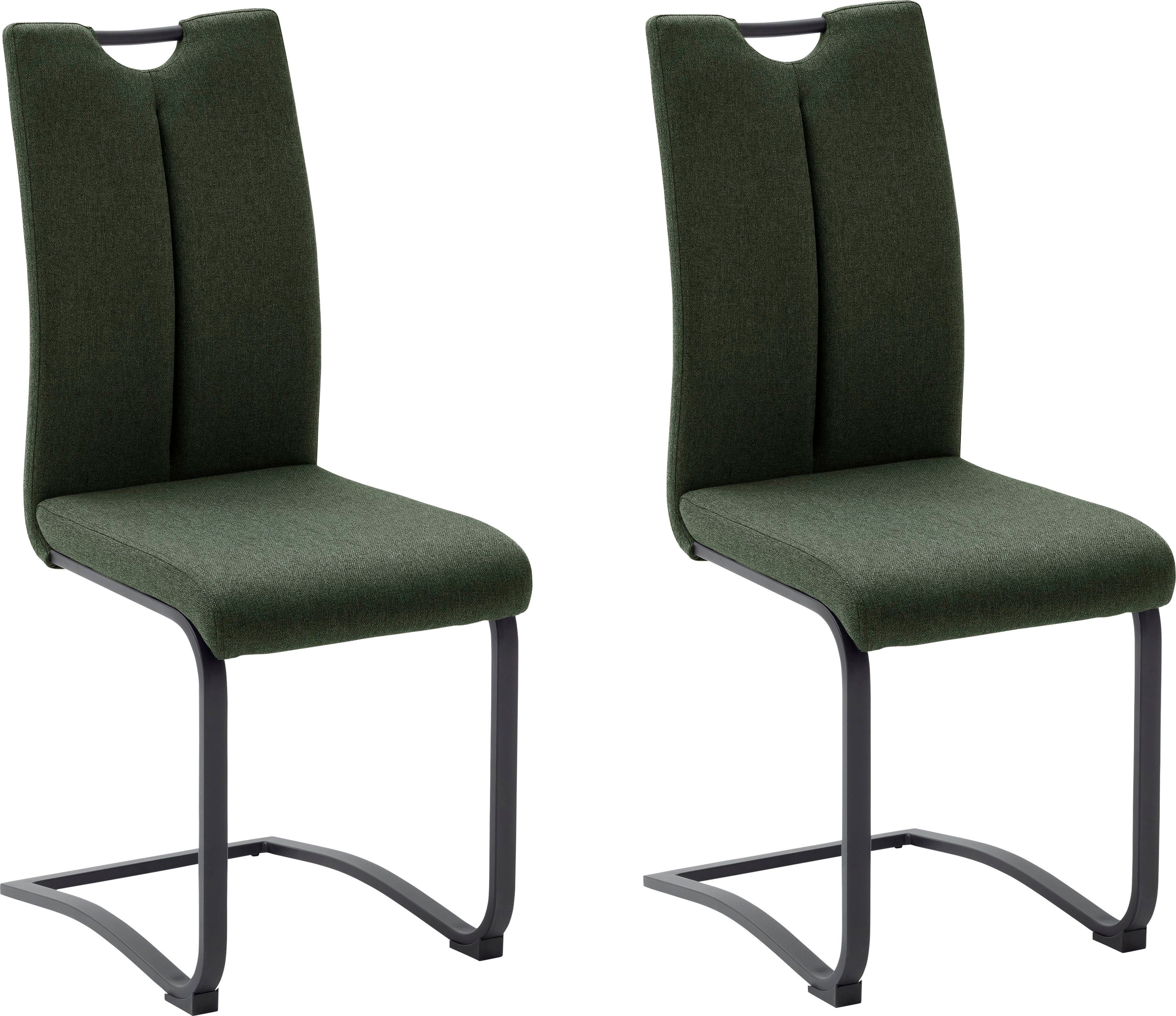 [Umfangreiche Produktpalette] MCA furniture Freischwinger Sambia (Set, Set, | mit und bis St), Olive 4-er Stuhl 120 4 Grün kg Griffloch, belastbar Stoffbezug
