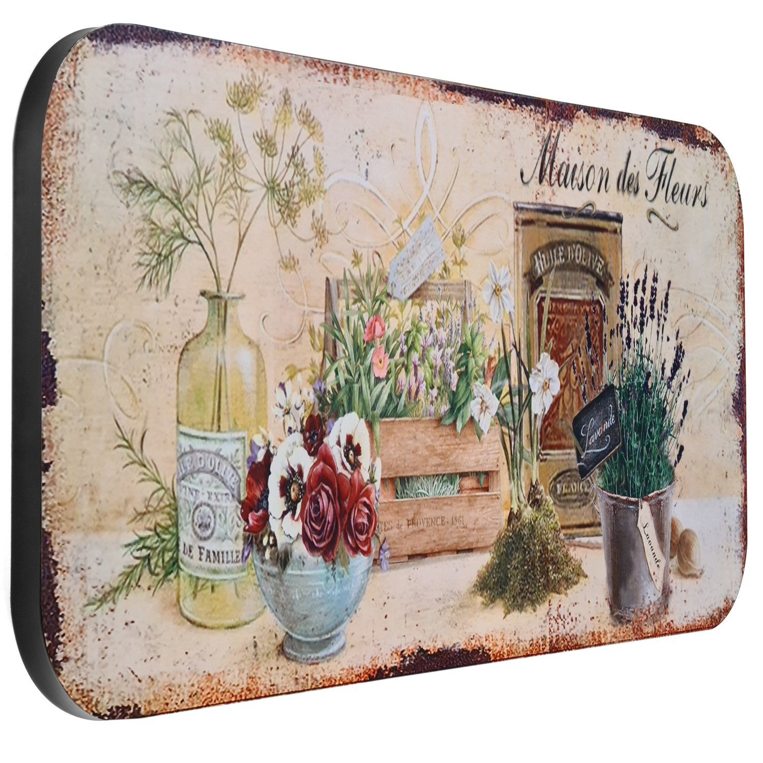 Metallschild Blechschild XXL Pflanzen und Blumen