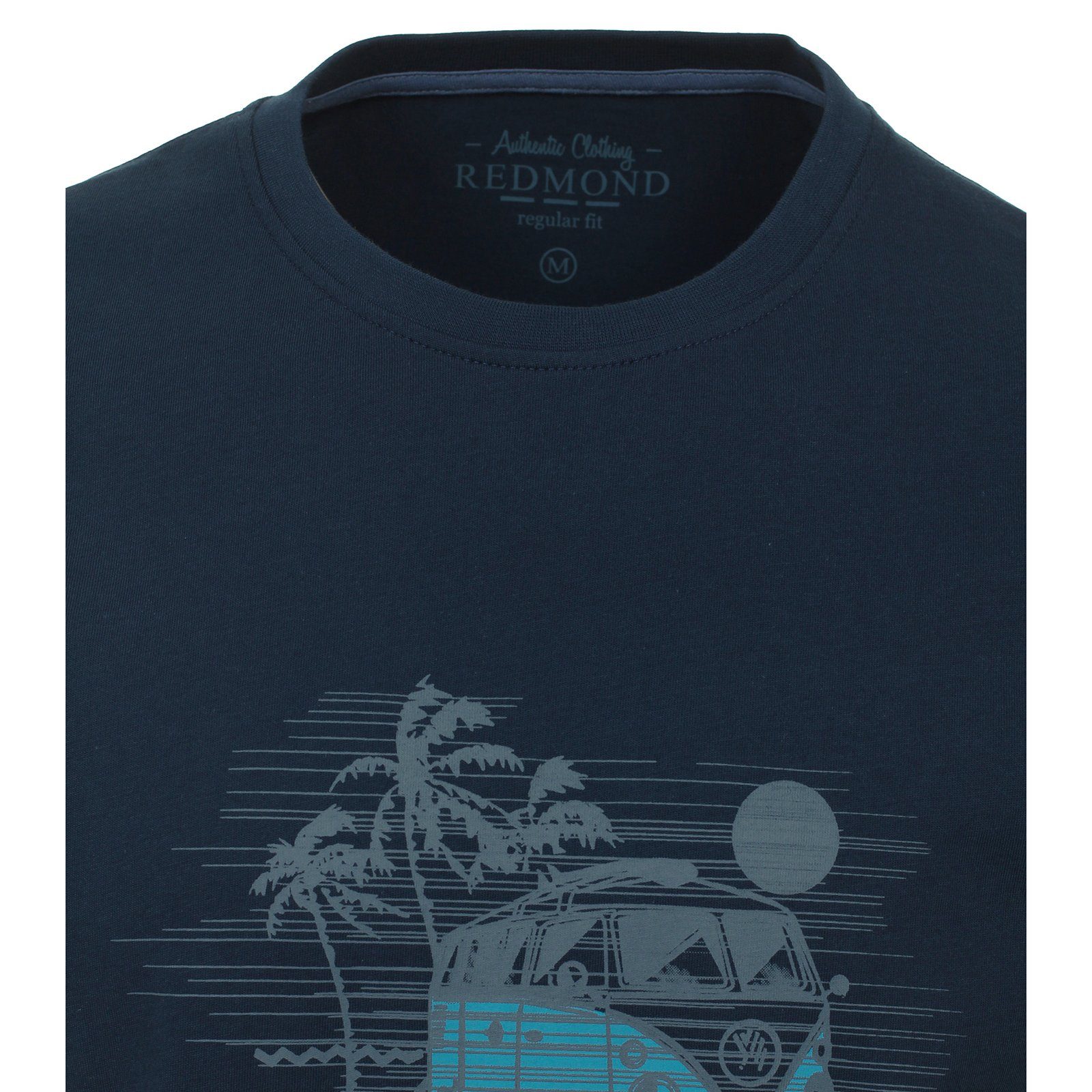 Rundhalsshirt Größen Herren Redmond Große dunkelblau T-Shirt Redmond Print modischer
