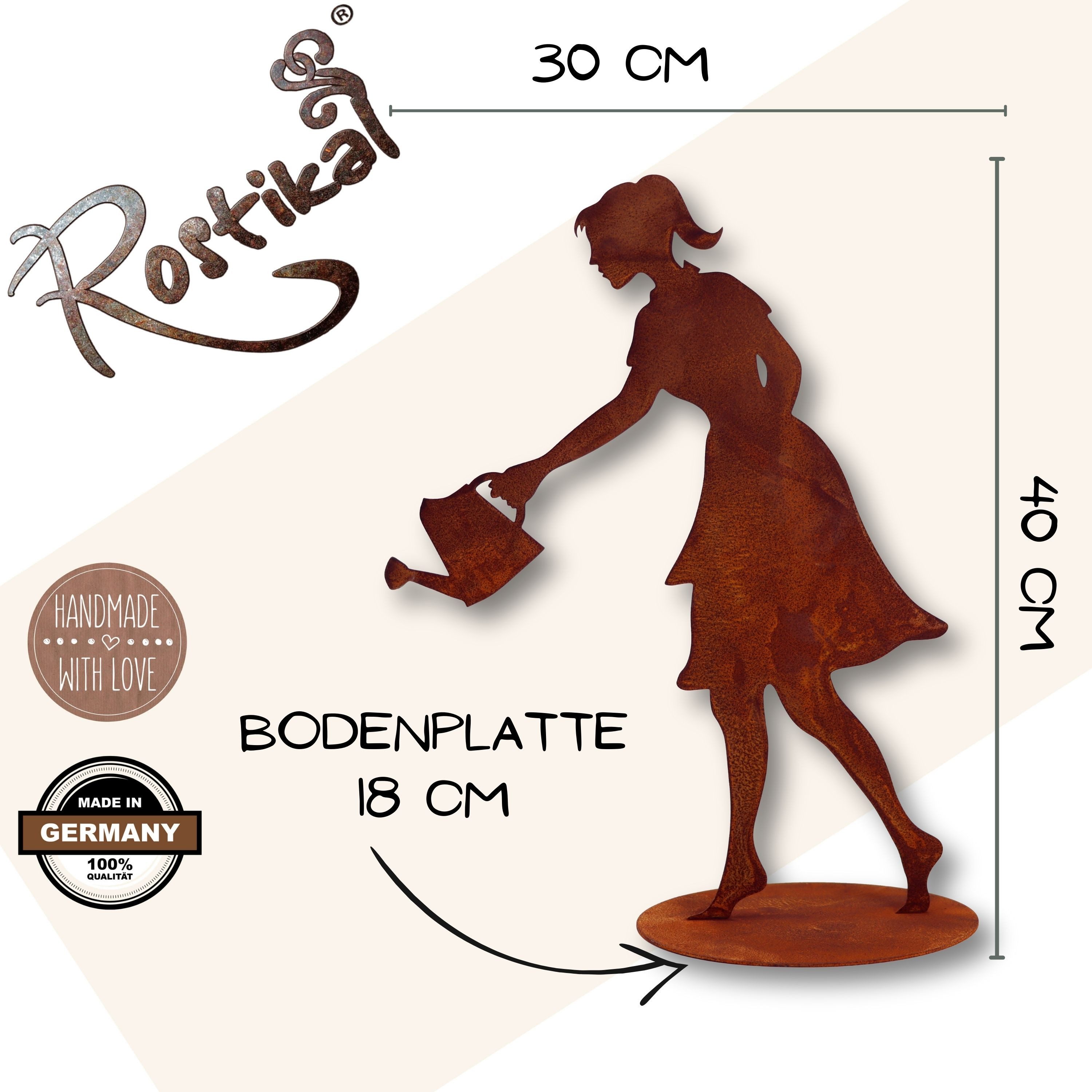 Rostikal Gartenfigur Gärtnerin Dekofigur Edelrost Gartendeko, günstig online kaufen