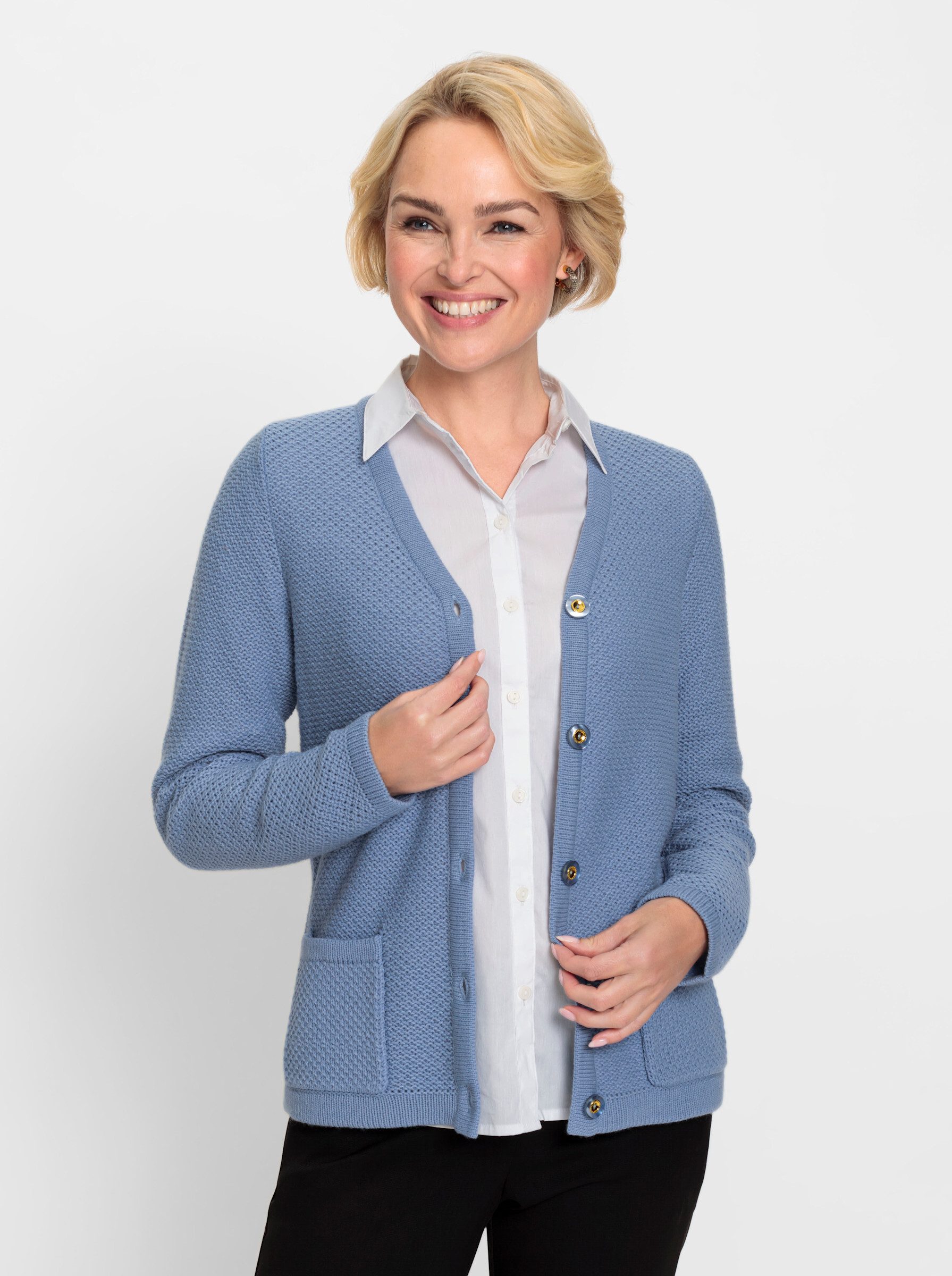 Strickjacke Strickjacke Langarm Perlfang