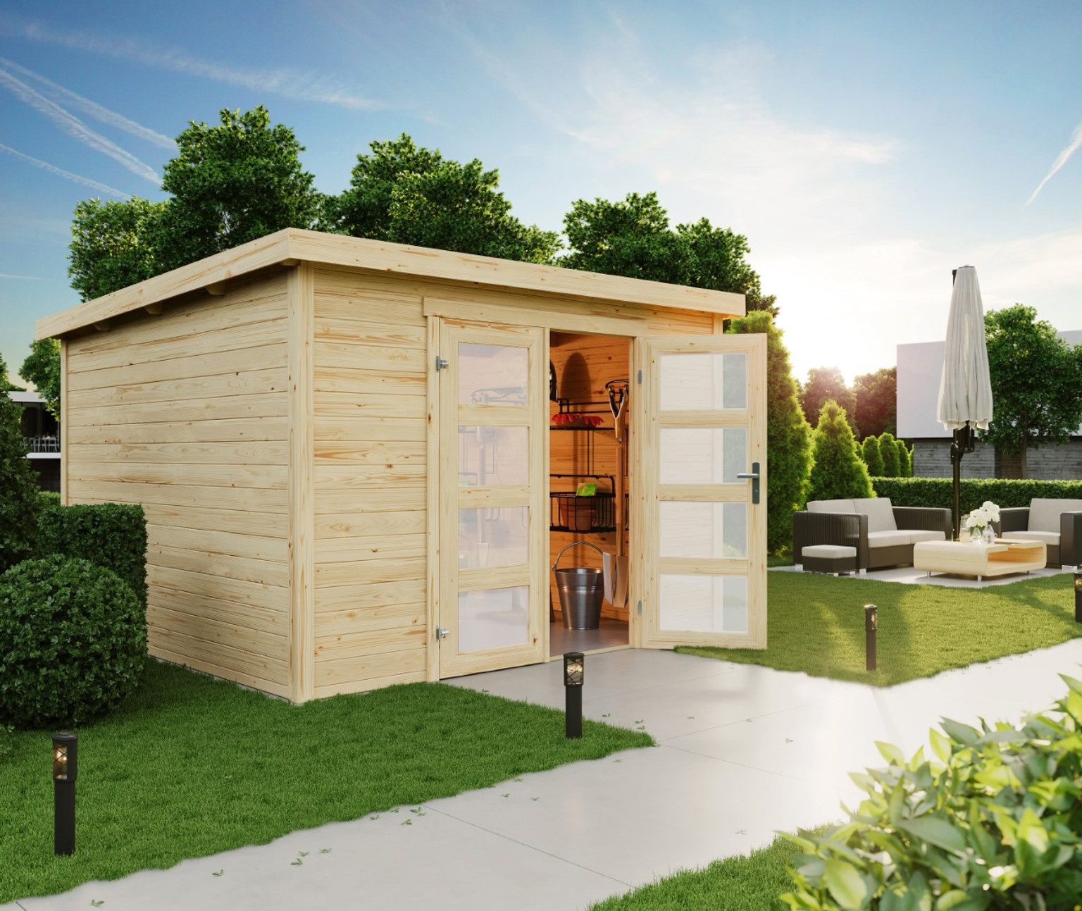 LASITA MAJA Gartenhaus Lasita Maja Gartenhaus Zambezi 7, 28 mm, 325 x 320 x 211 cm, Natur